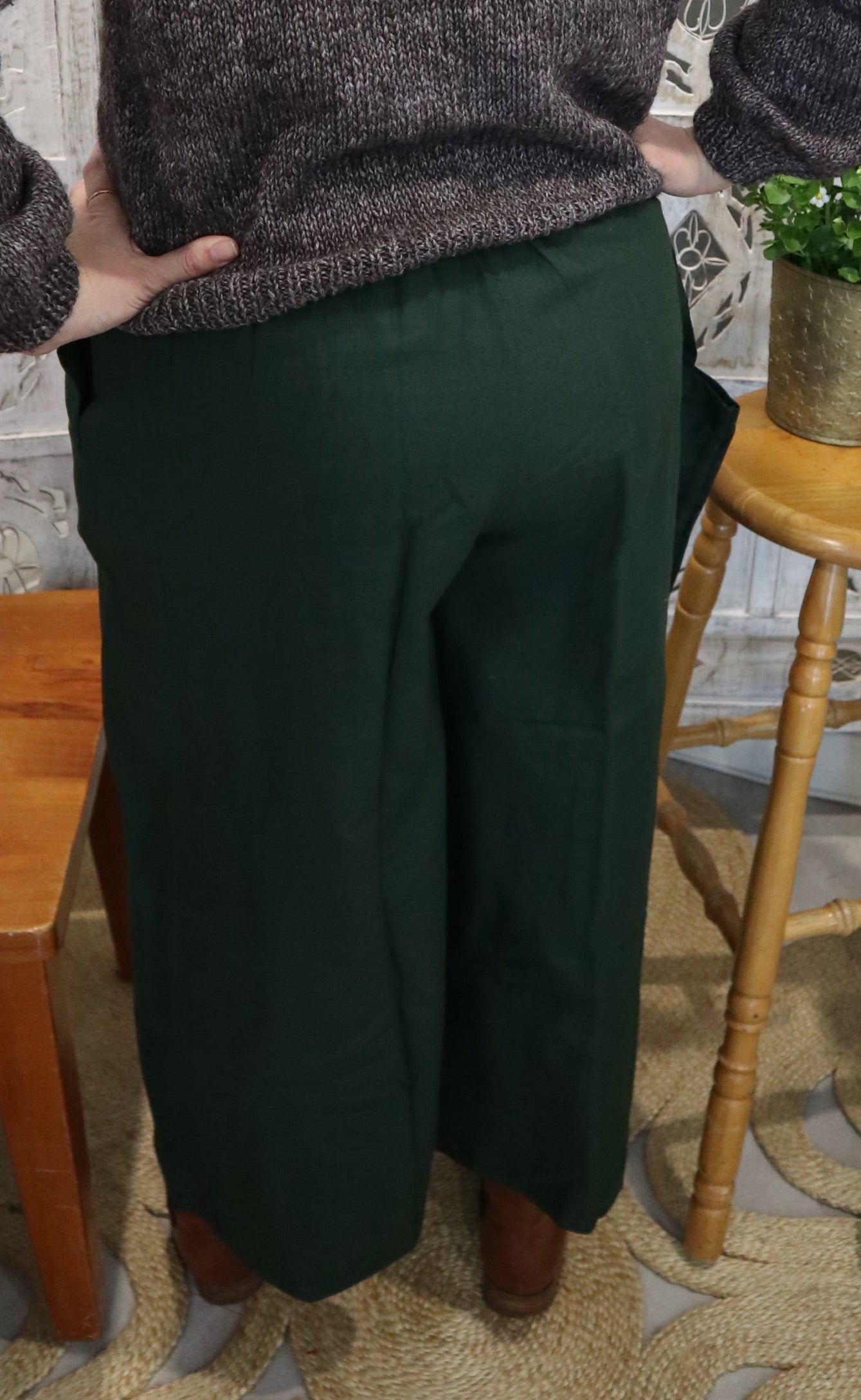 Fair Trade Palazzo Pants Bottle Green
