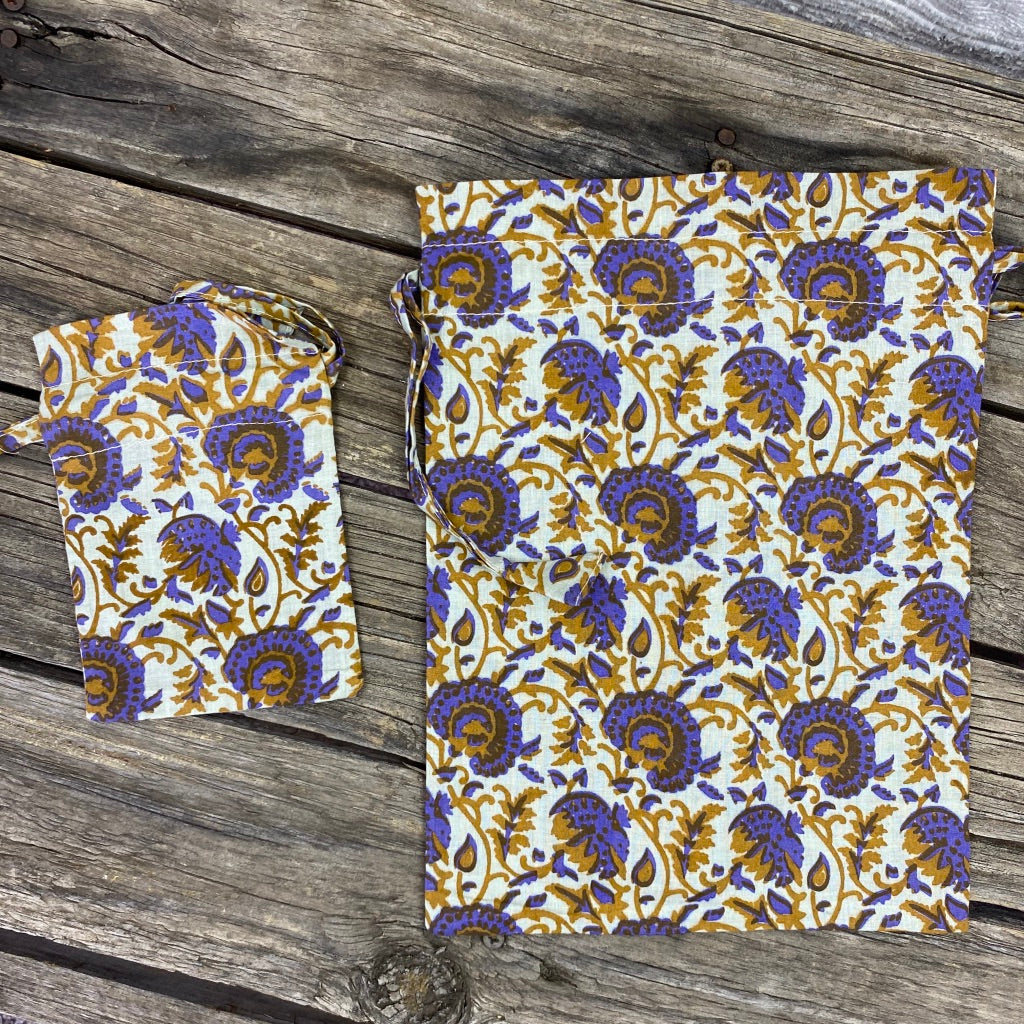 Fair Trade Ethical Gift Bag Eco alternative Purple Lotus Design