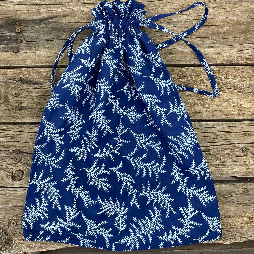 Fair Trade Ethical Gift Bag Eco alternative Blue Branch Design