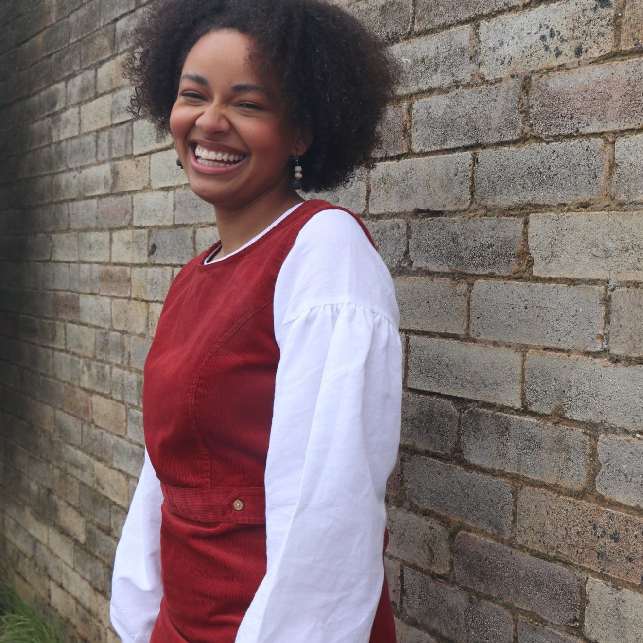 Fair Trade Red Corduroy Pinafore Dress