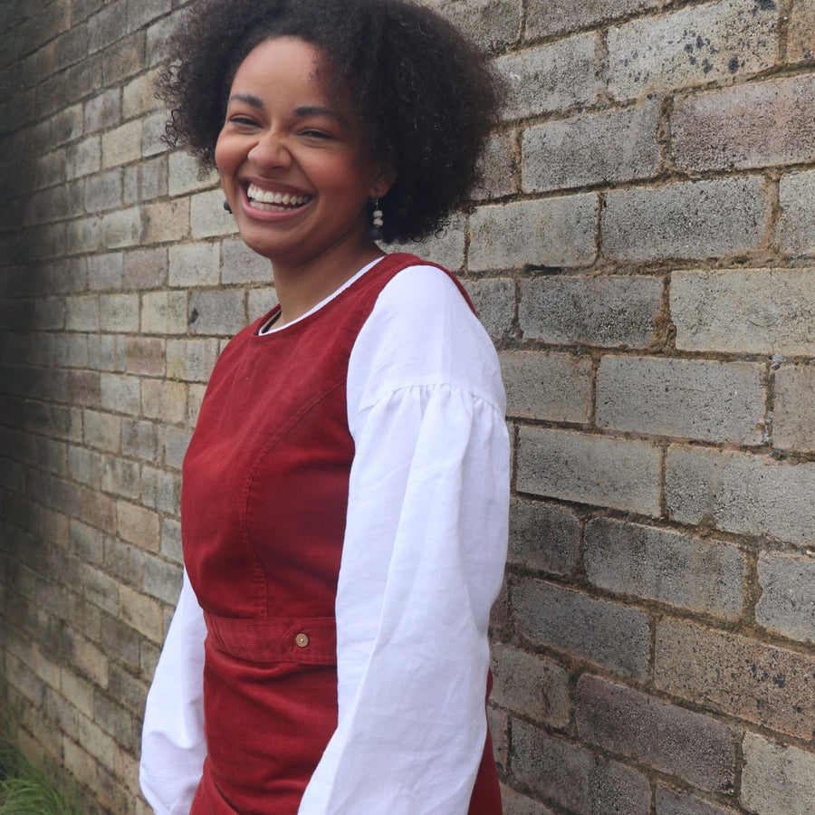 Fair Trade Red Corduroy Pinafore Dress