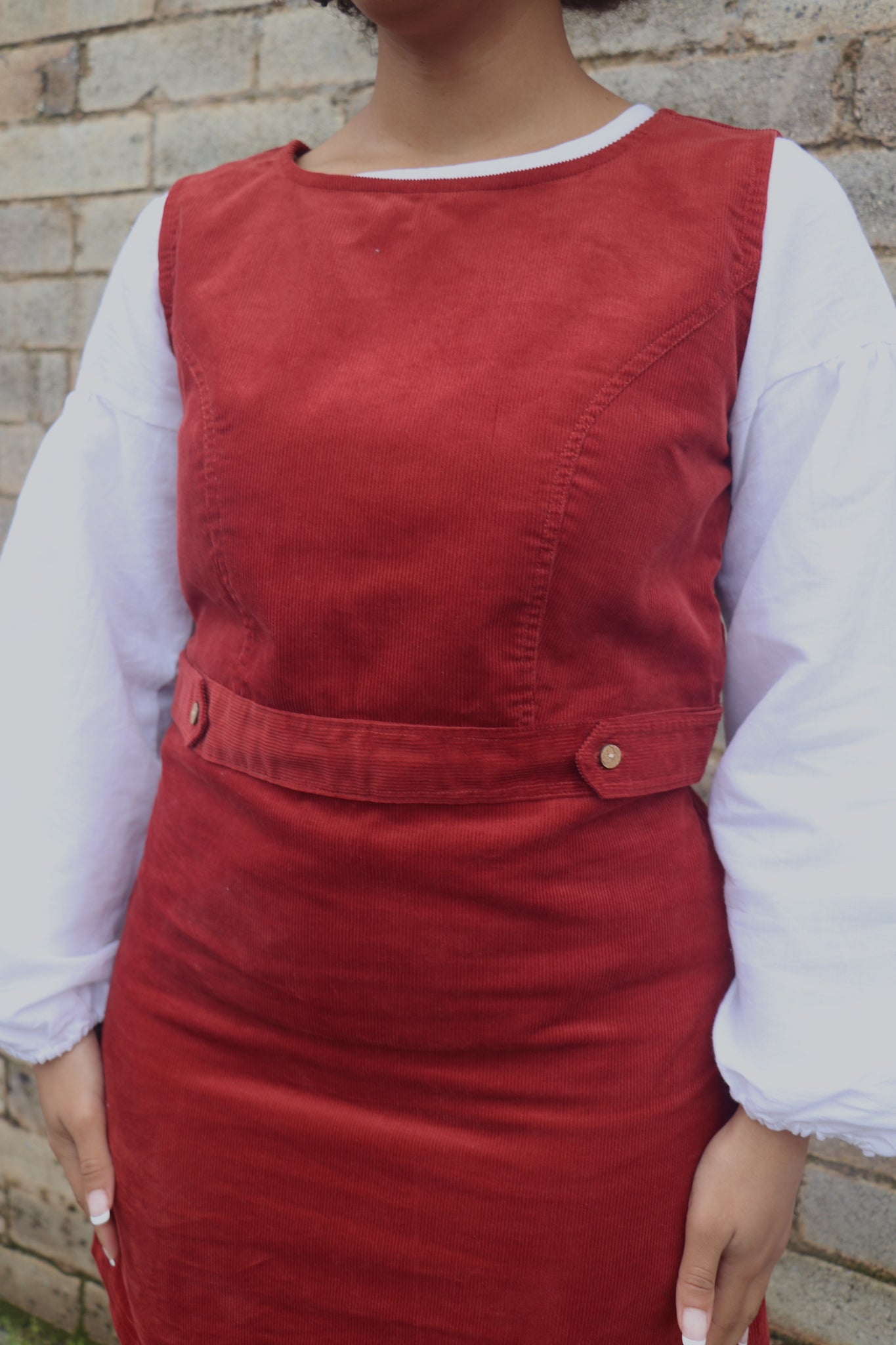 Fair Trade Red Corduroy Pinafore Dress
