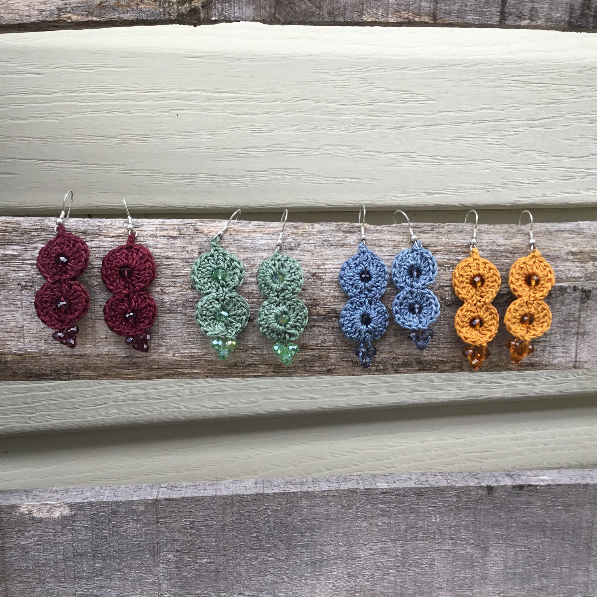 Fair Trade Earrings Glass Bead Tatted