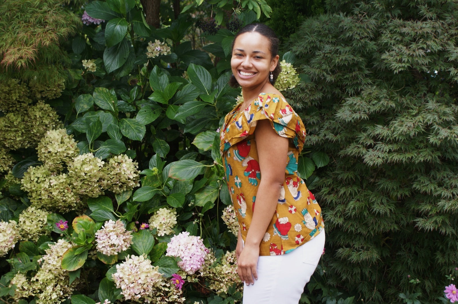 Fair Trade Cotton Off the Shoulder Top Hand Motif Design