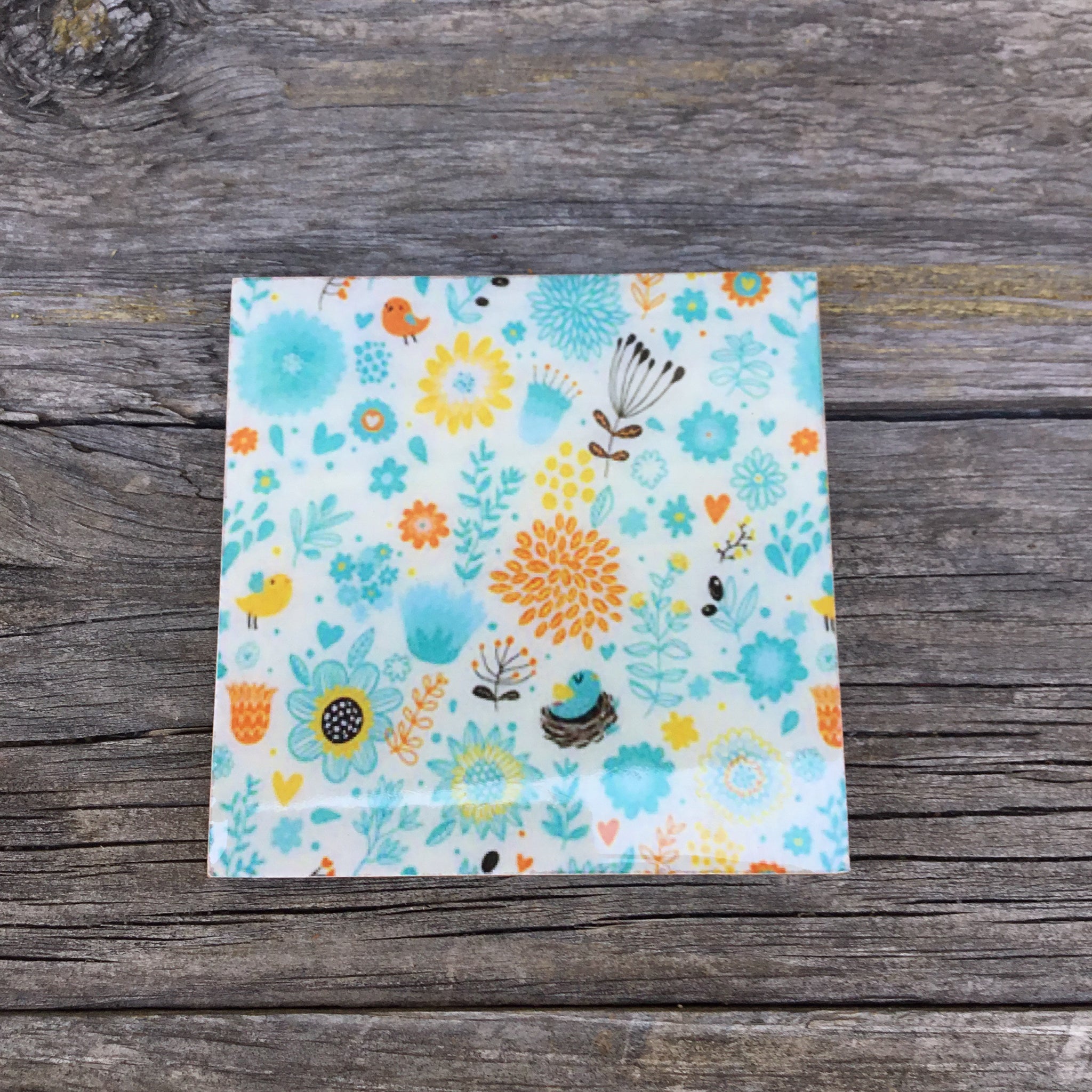 Fair Trade Ethical Resin and Wood Floral Coaster