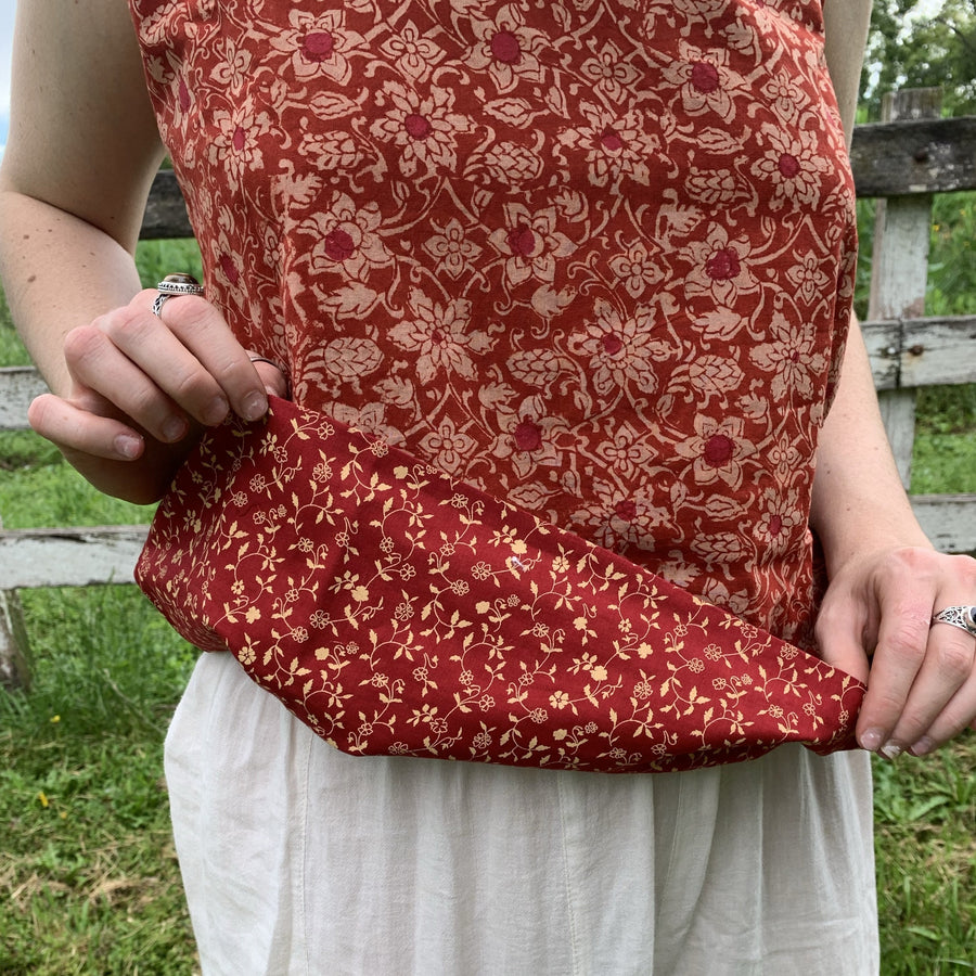 Fair Trade Ethical Cotton Reversible Sleeveless Top Red Flower