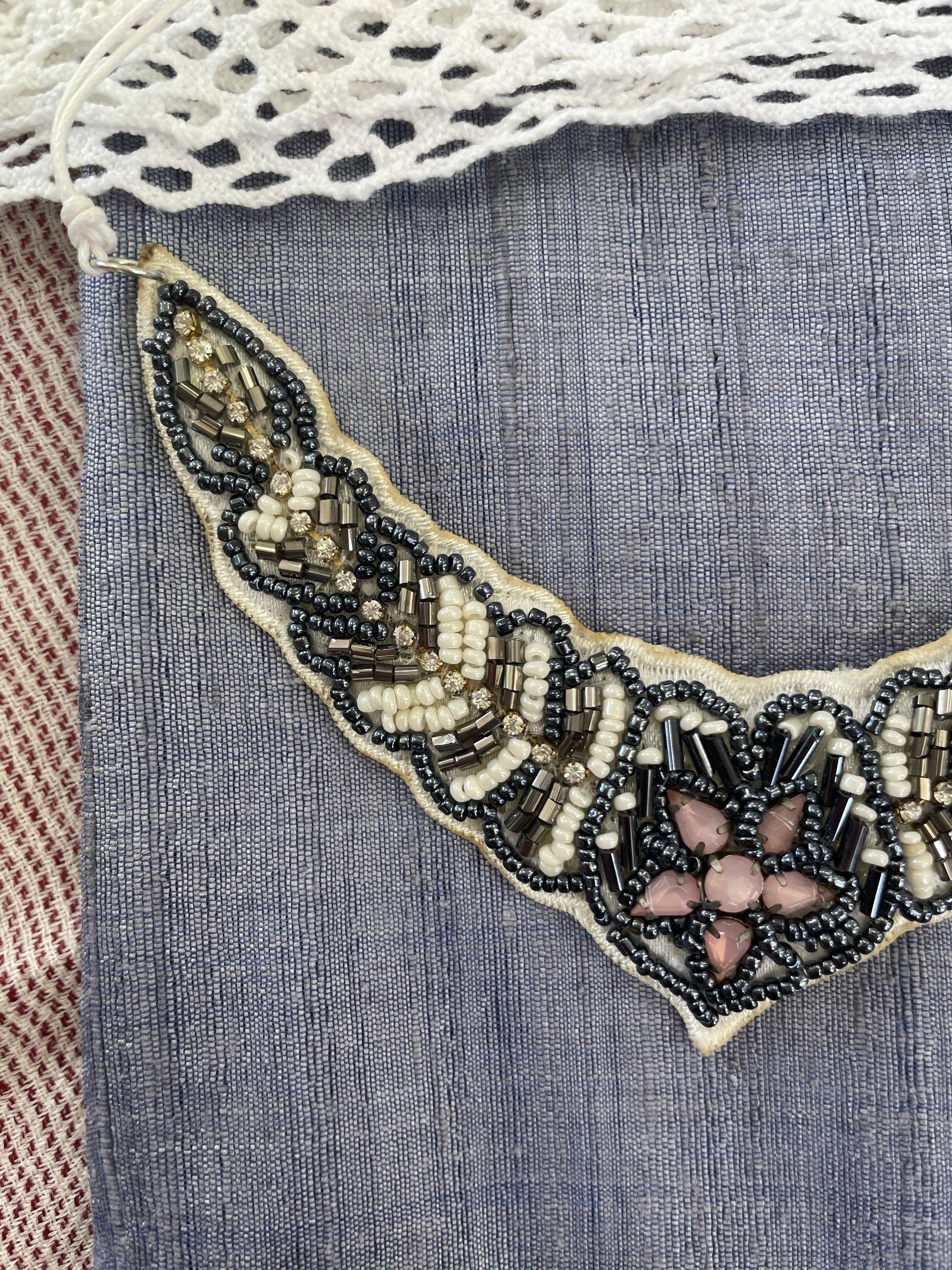 Fair Trade Pink Snowflake Beaded Necklace and Earring Jewellery Set