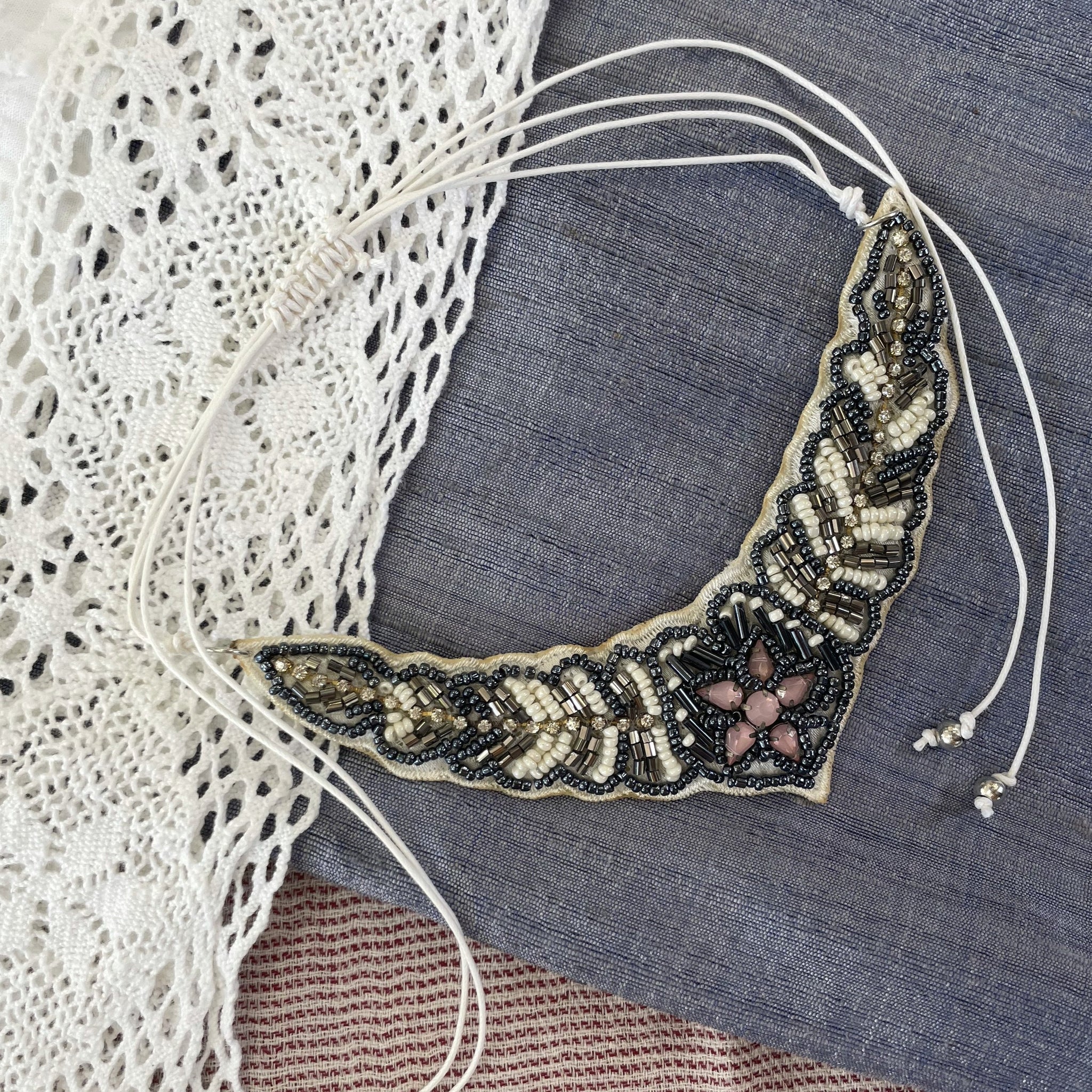 Fair Trade Pink Snowflake Beaded Necklace and Earring Jewellery Set