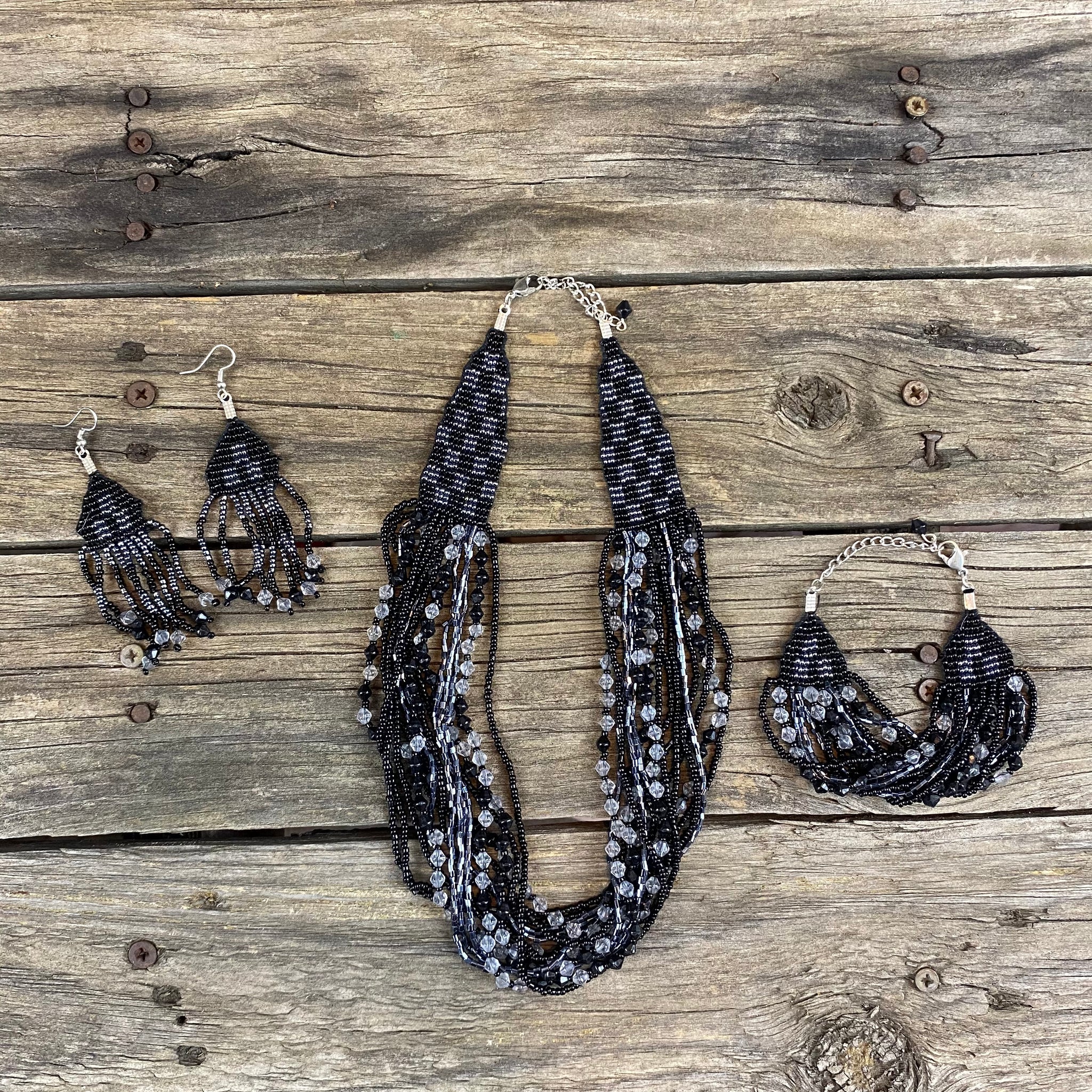 Fair Trade Shiny Black Beaded Jewellery