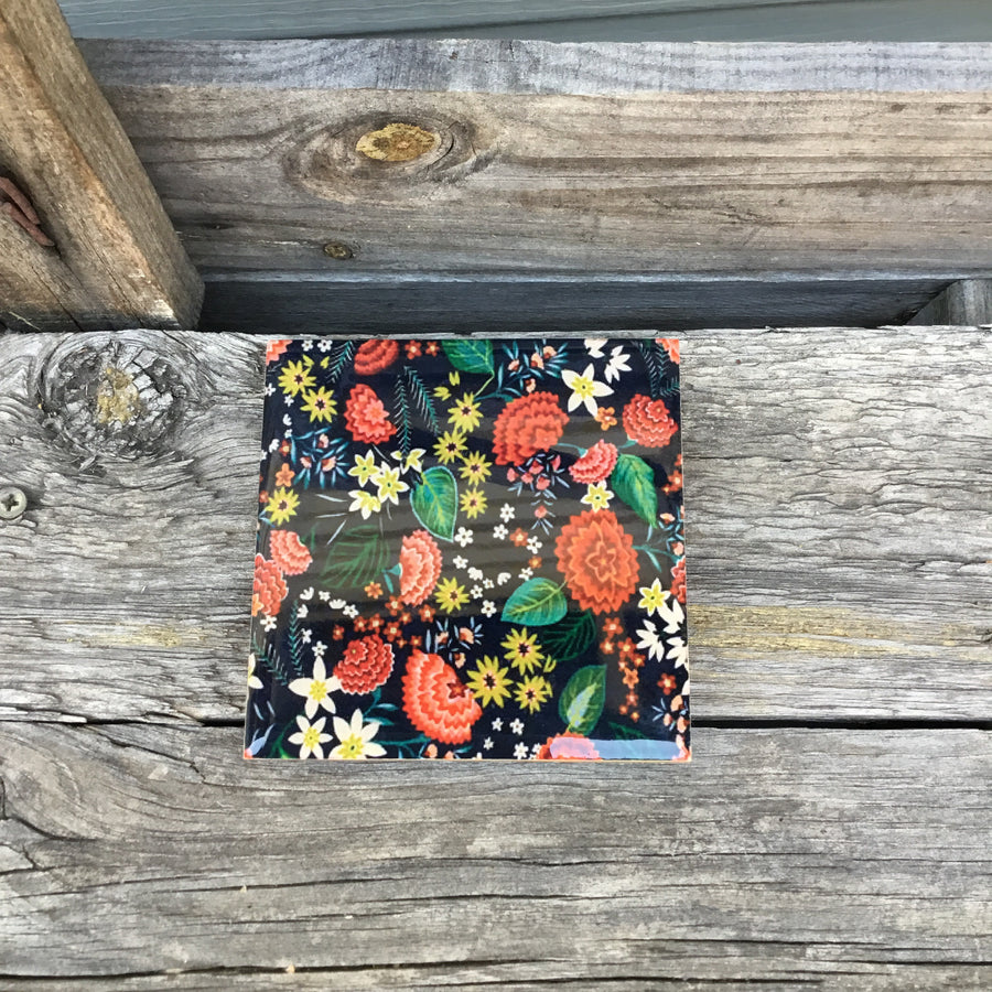 Fair Trade Ethical Resin and Wood Floral Coaster