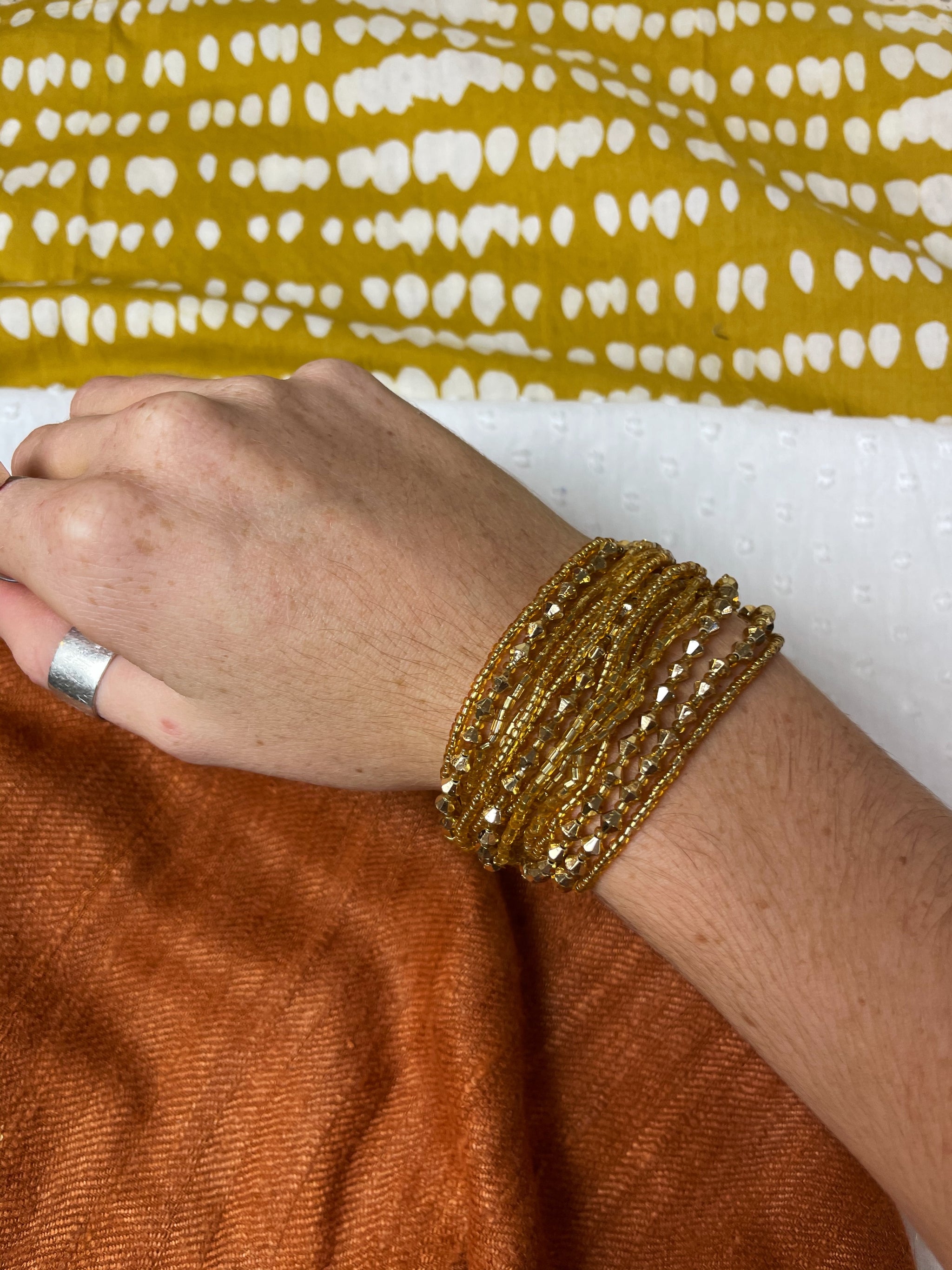 Fair Trade Gold Beaded Jewellery Set