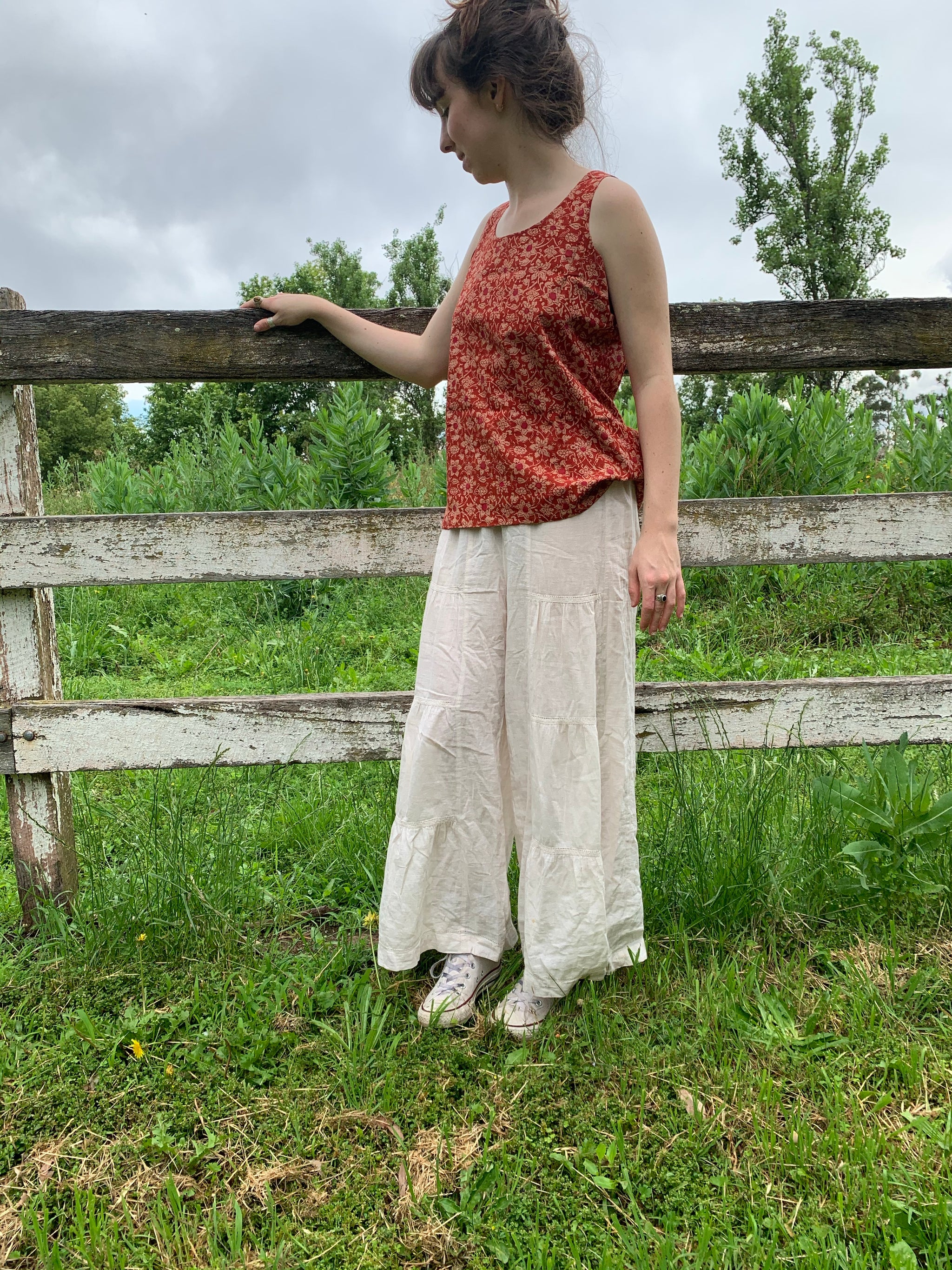 Fair Trade Ethical Cotton Reversible Sleeveless Top Red Flower