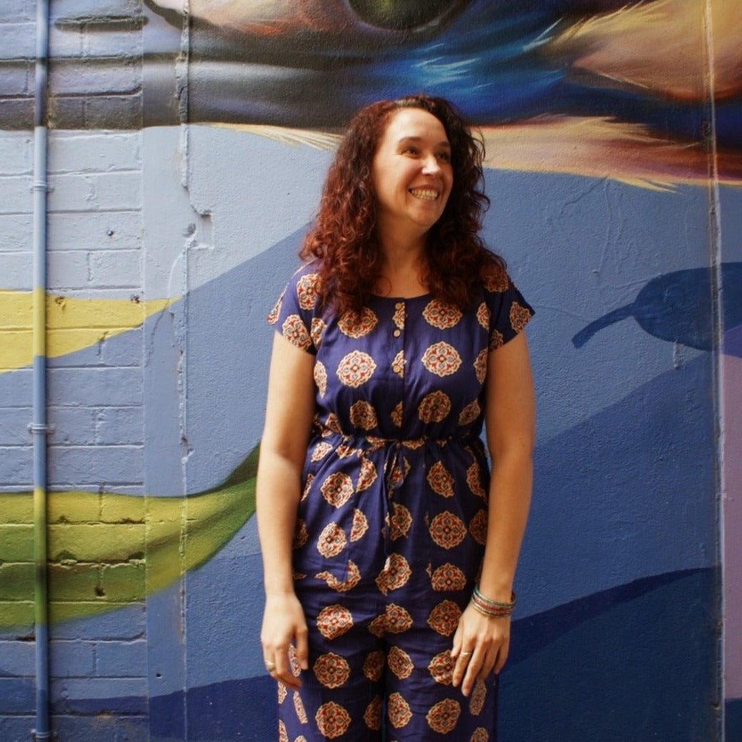 Fair Trade Cotton Jumpsuits Purple Mandala Design