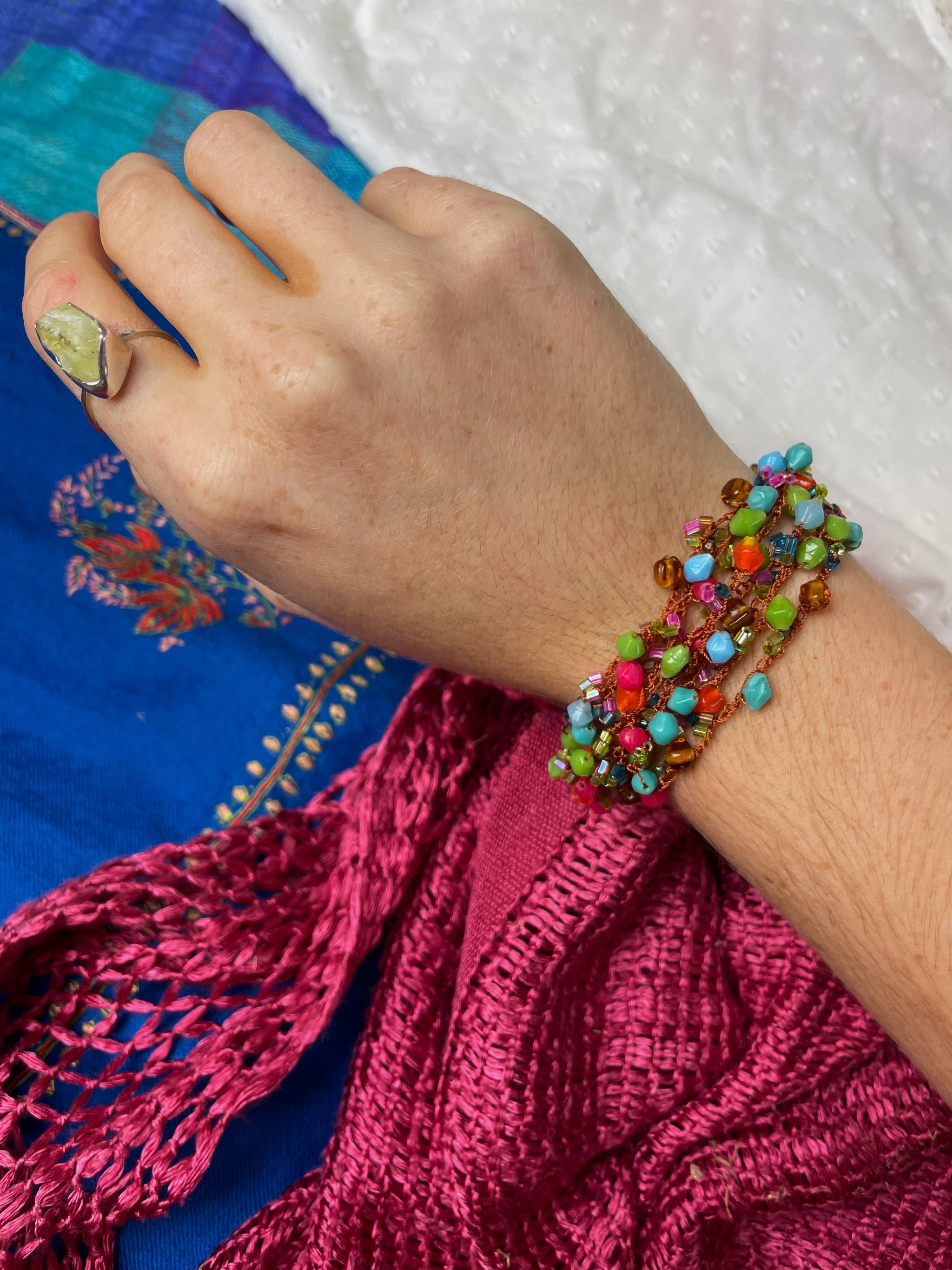 Fair Trade Green Red Blue Beaded Jewellery