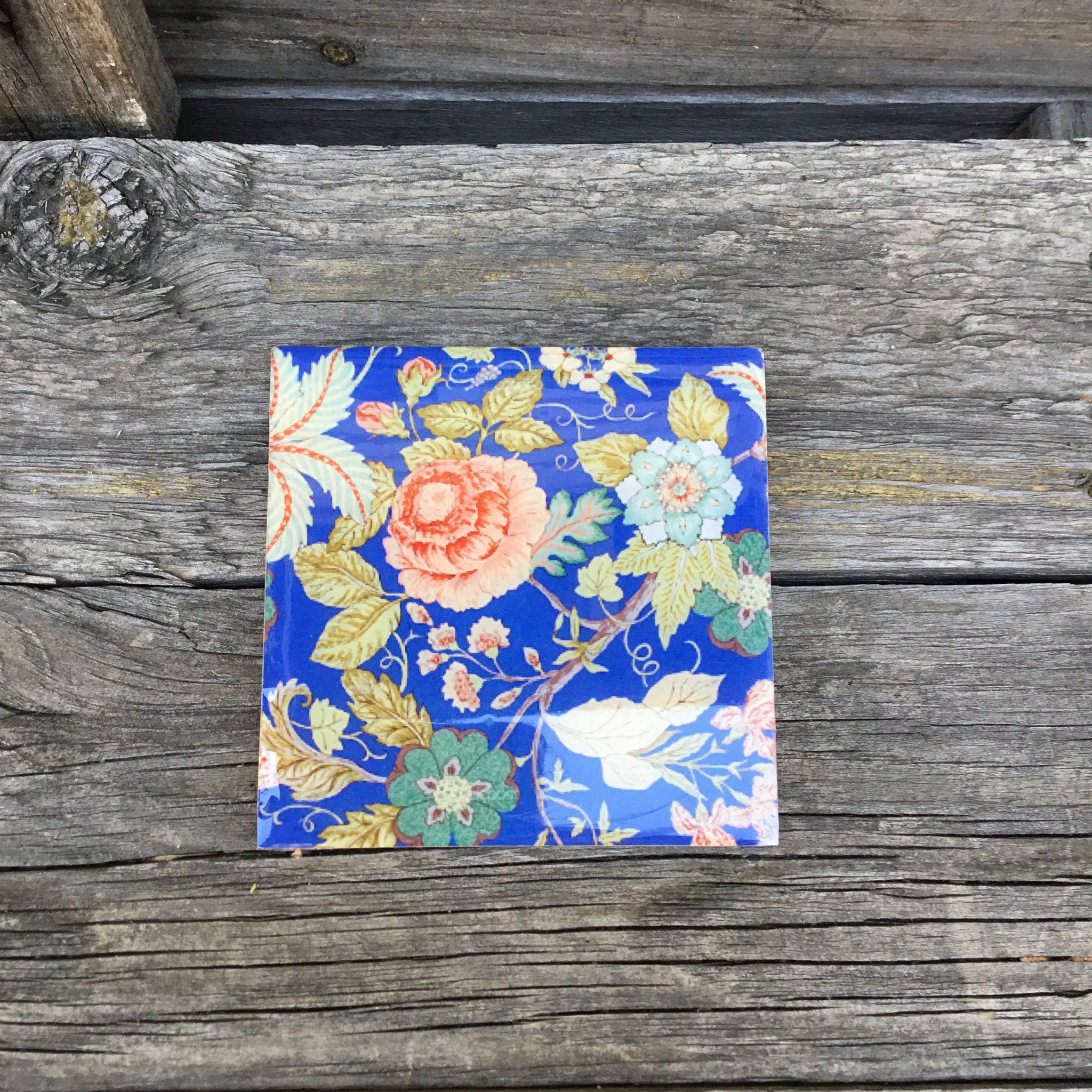 Fair Trade Ethical Resin and Wood Floral Coaster