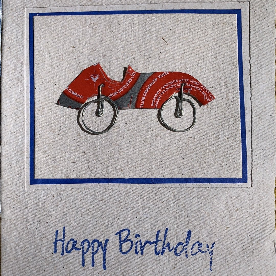 Fair Trade Handmade Paper Greeting Card 'Happy Birthday' Car Design