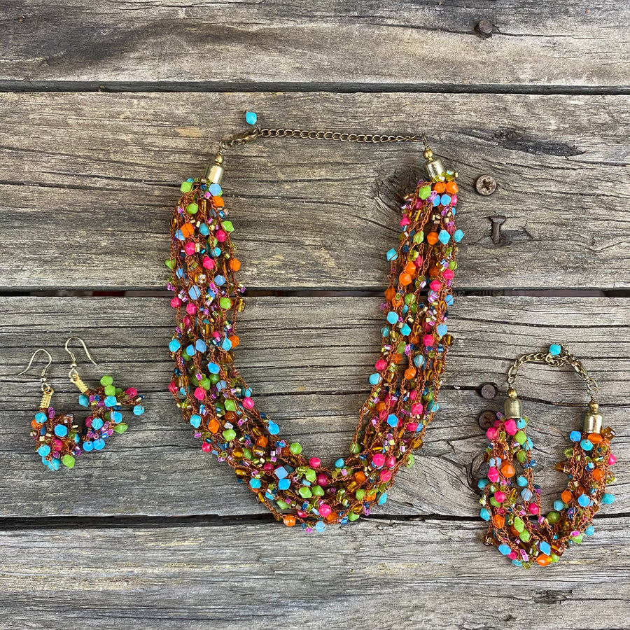 Fair Trade Green Red Blue Beaded Jewellery