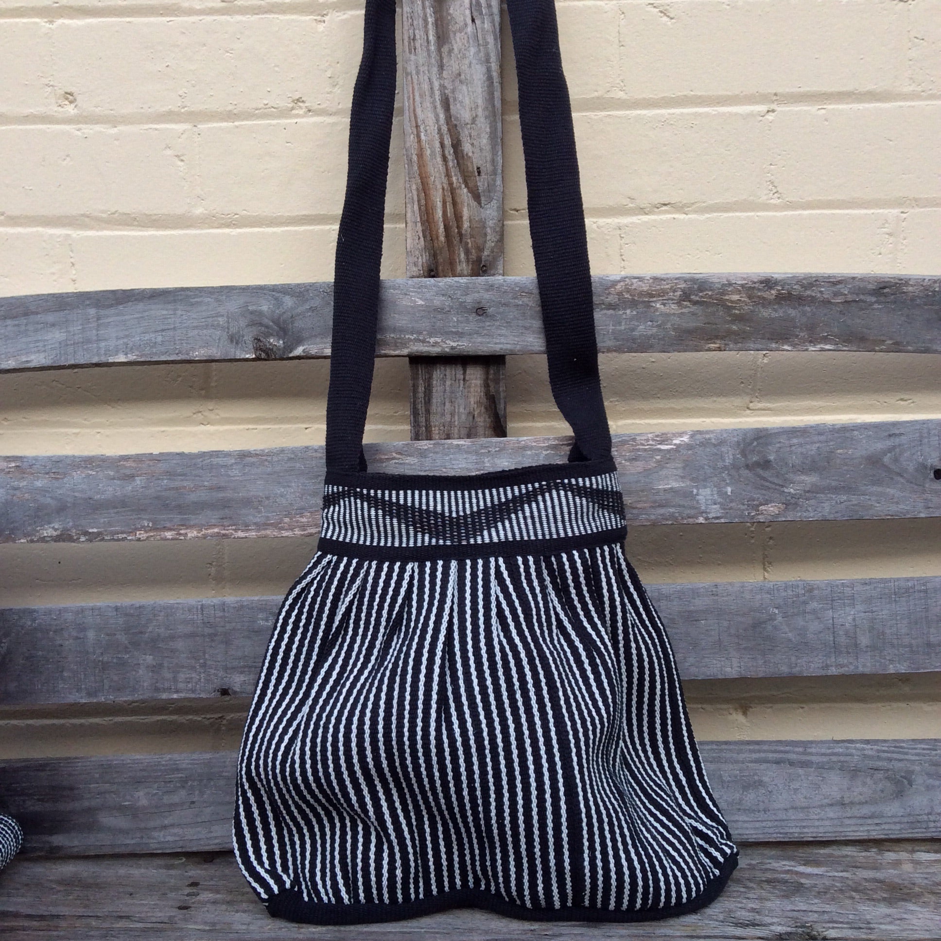 Fair Trade Long Handled Handbag - Black and White