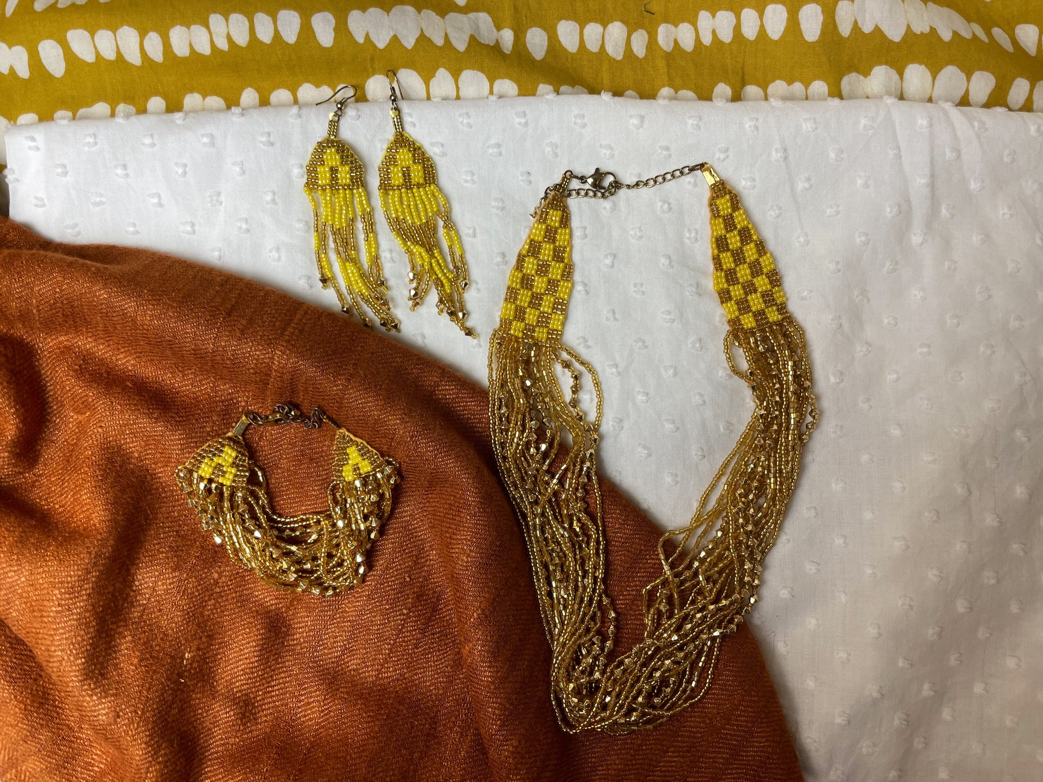 Fair Trade Gold Beaded Jewellery Set