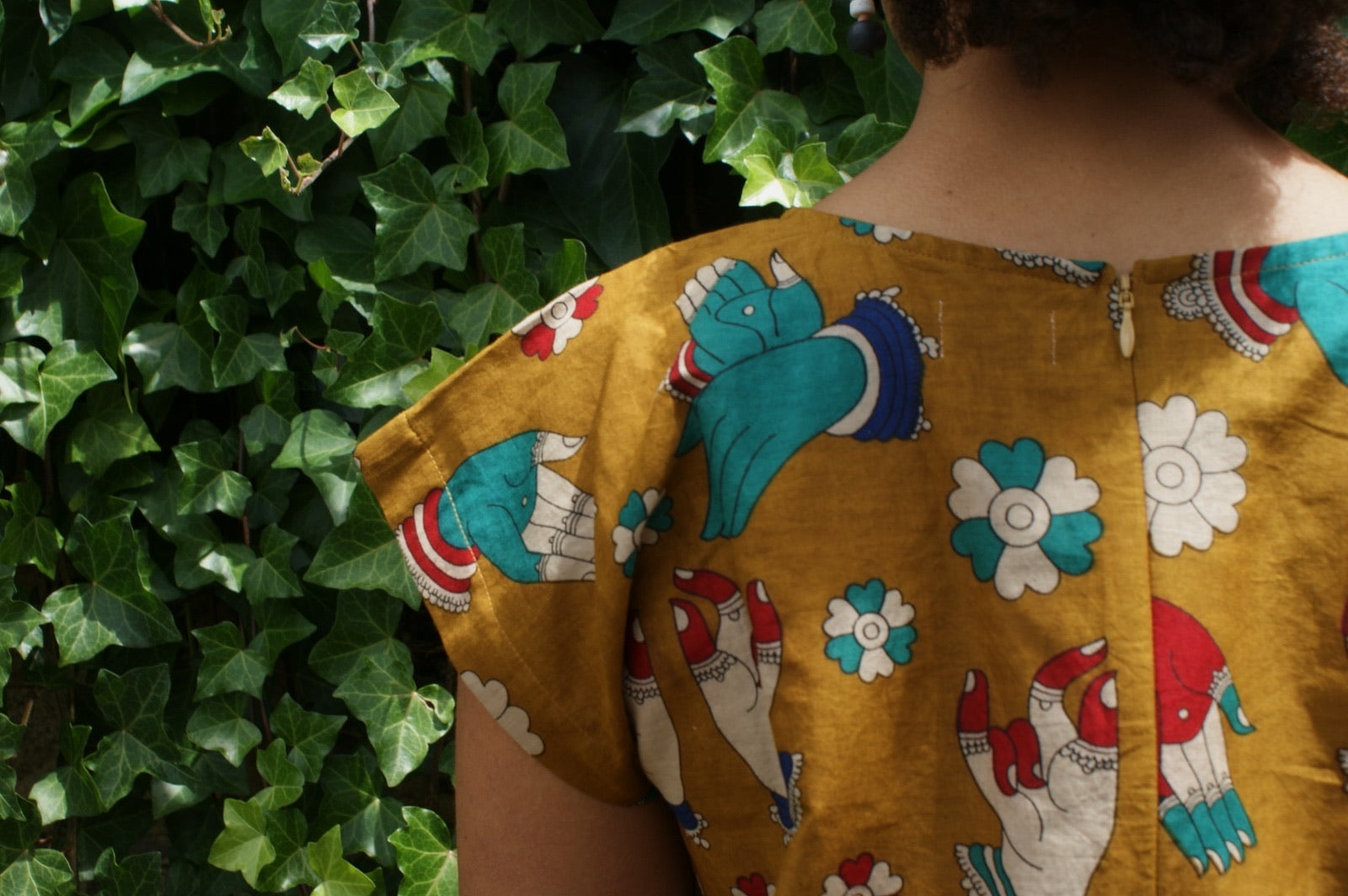 Fair Trade Cotton Hand Motif Design Zippered Jumpsuit