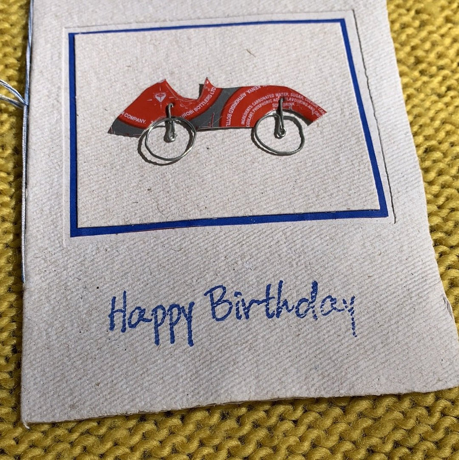 Fair Trade Handmade Paper Greeting Card 'Happy Birthday' Car Design