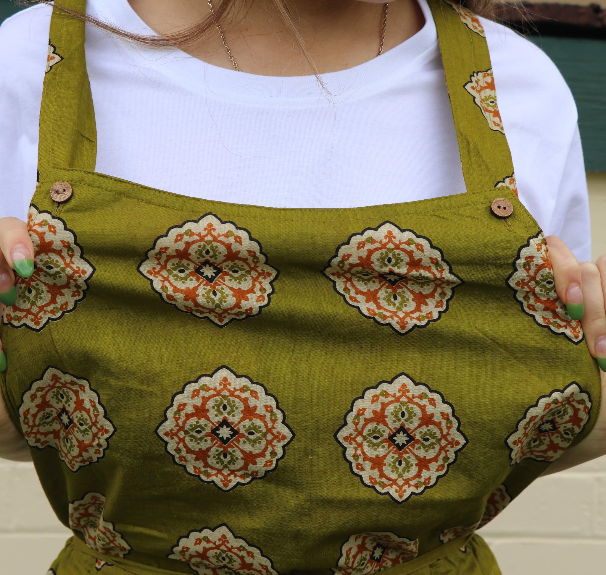 Fair Trade Cotton Strappy Jumpsuits Green Mandala