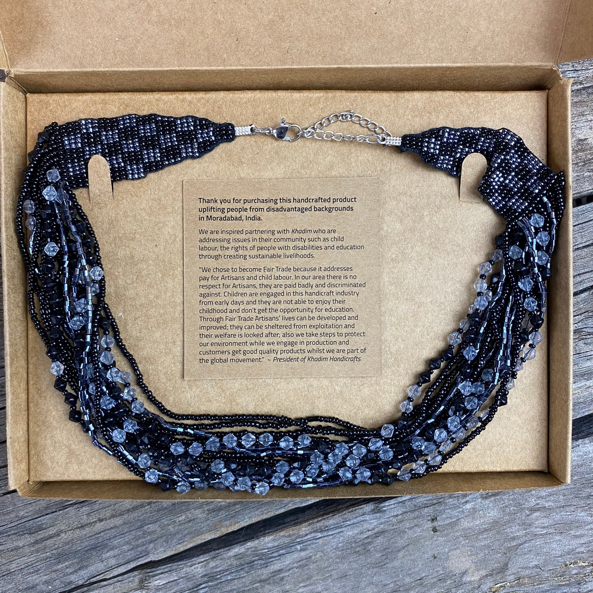 Fair Trade Shiny Black Beaded Jewellery