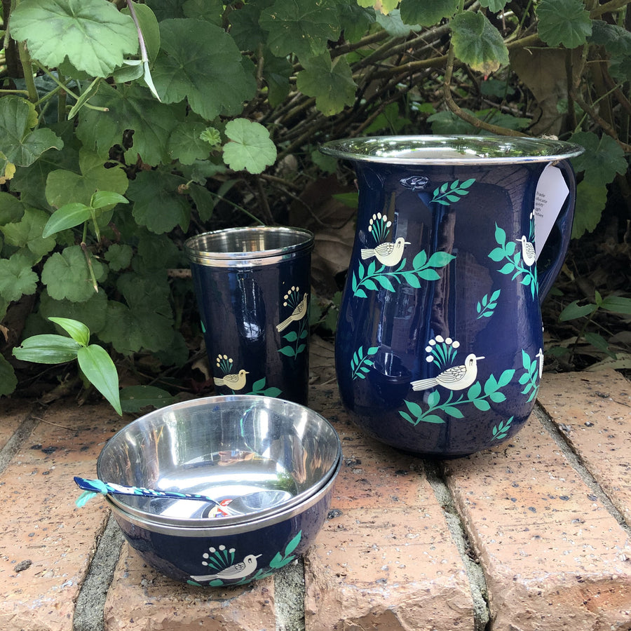 Fair Trade Steel Cup Dark Navy Bird
