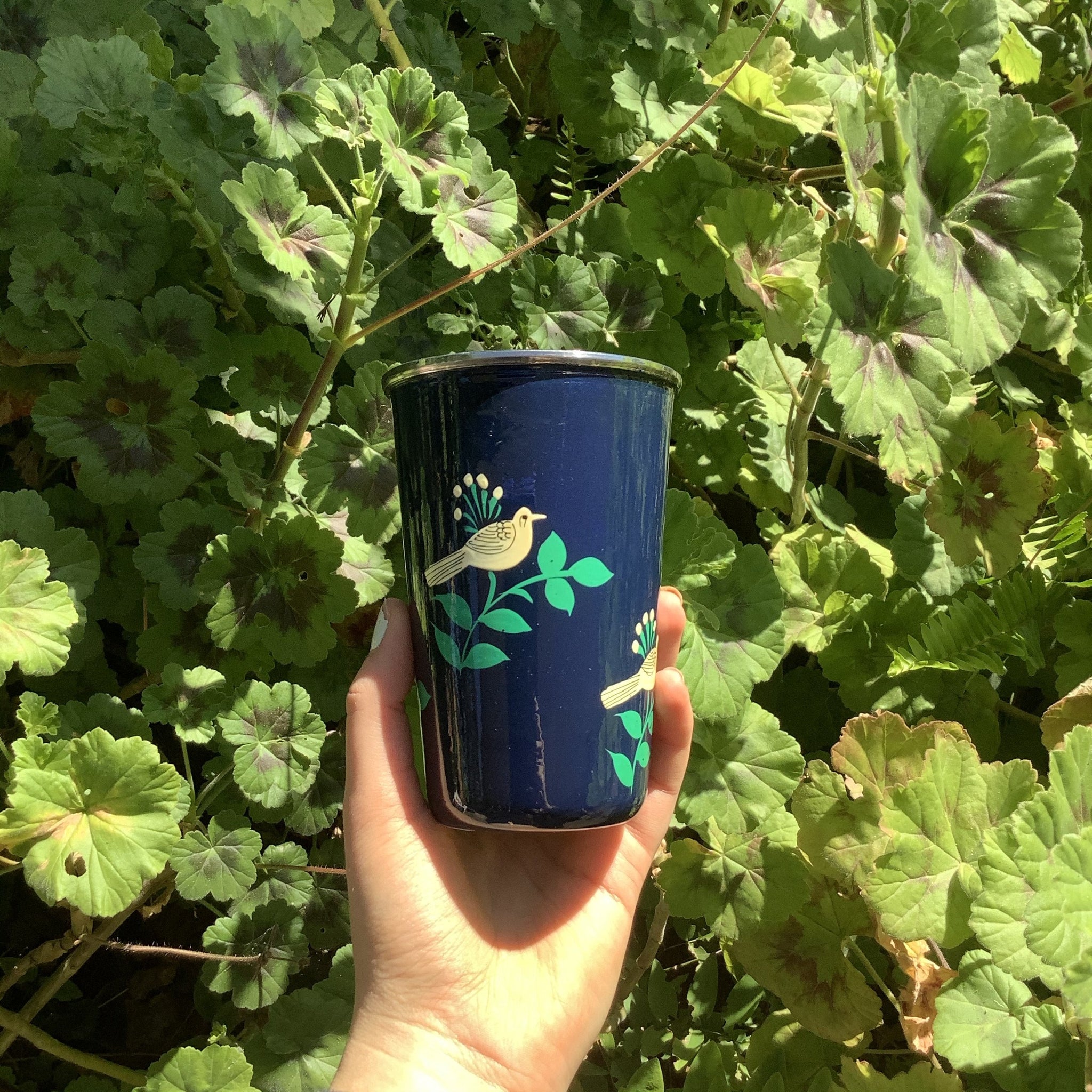 Fair Trade Steel Cup Dark Navy Bird