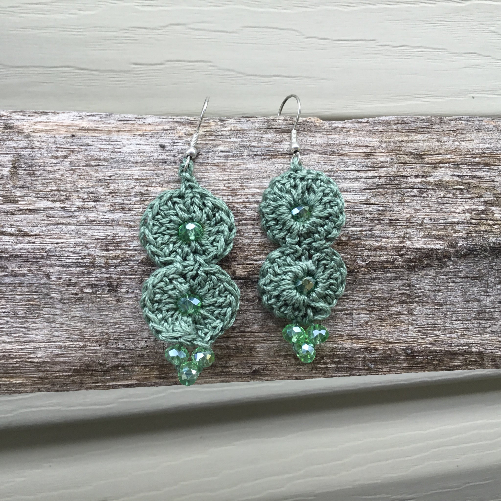 Fair Trade Earrings Glass Bead Tatted