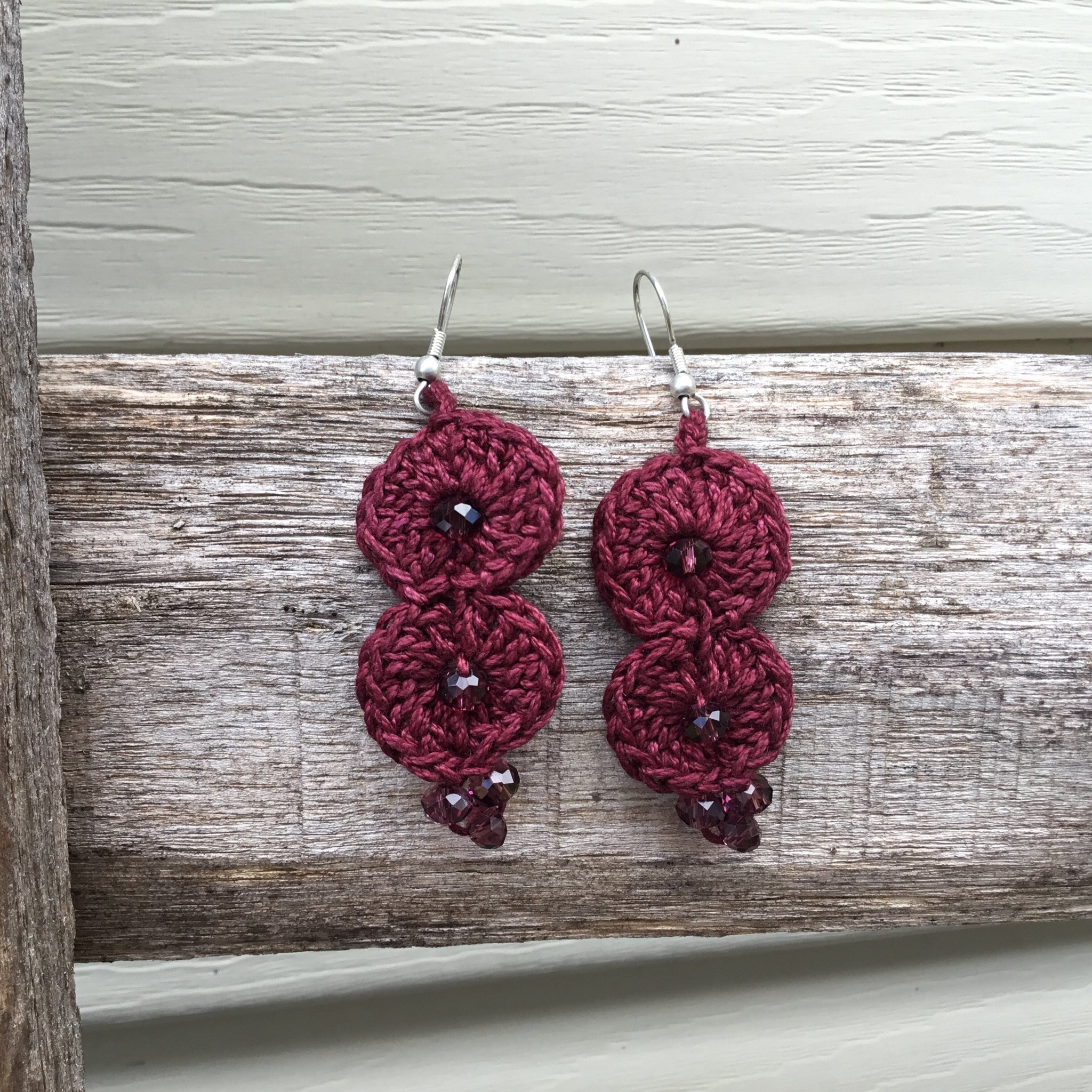 Fair Trade Earrings Glass Bead Tatted