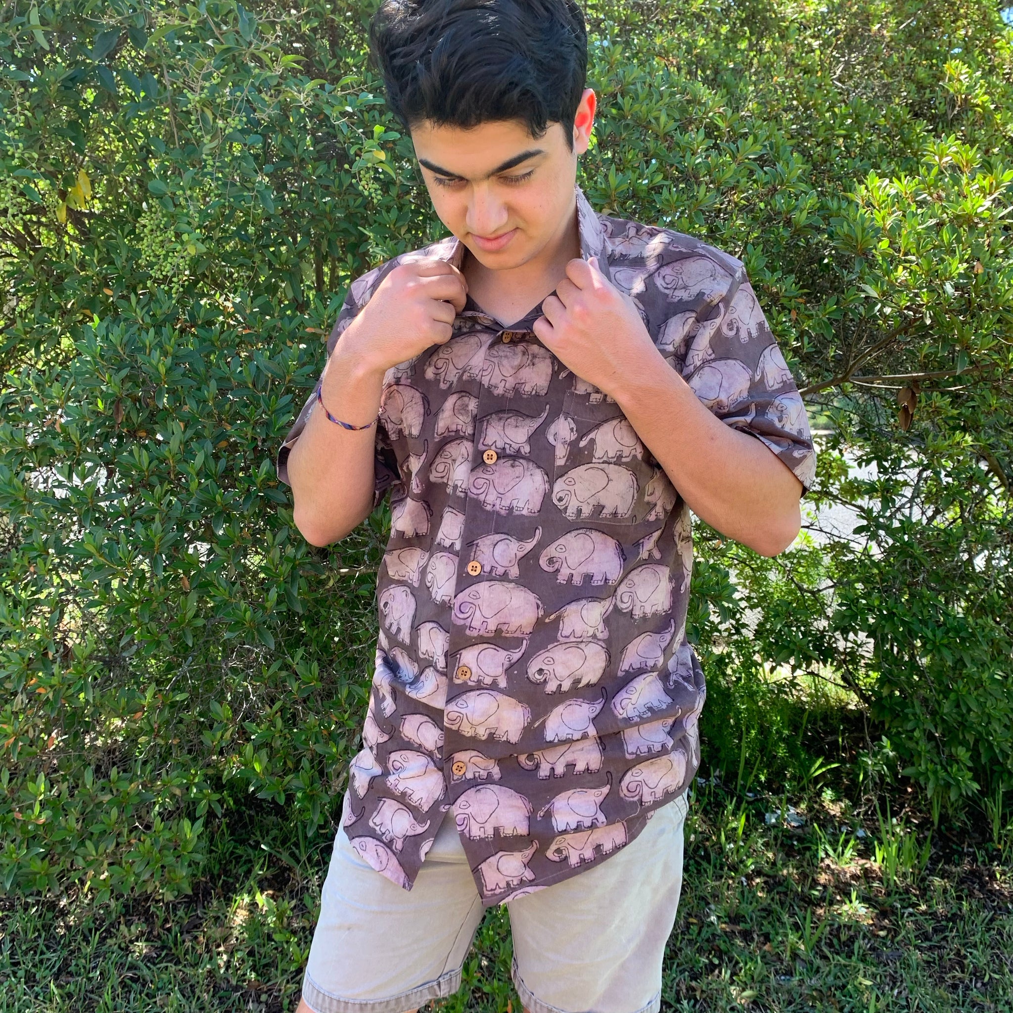 Fair Trade Ethical Mud Resistant Cotton Shirt in Elephant Design