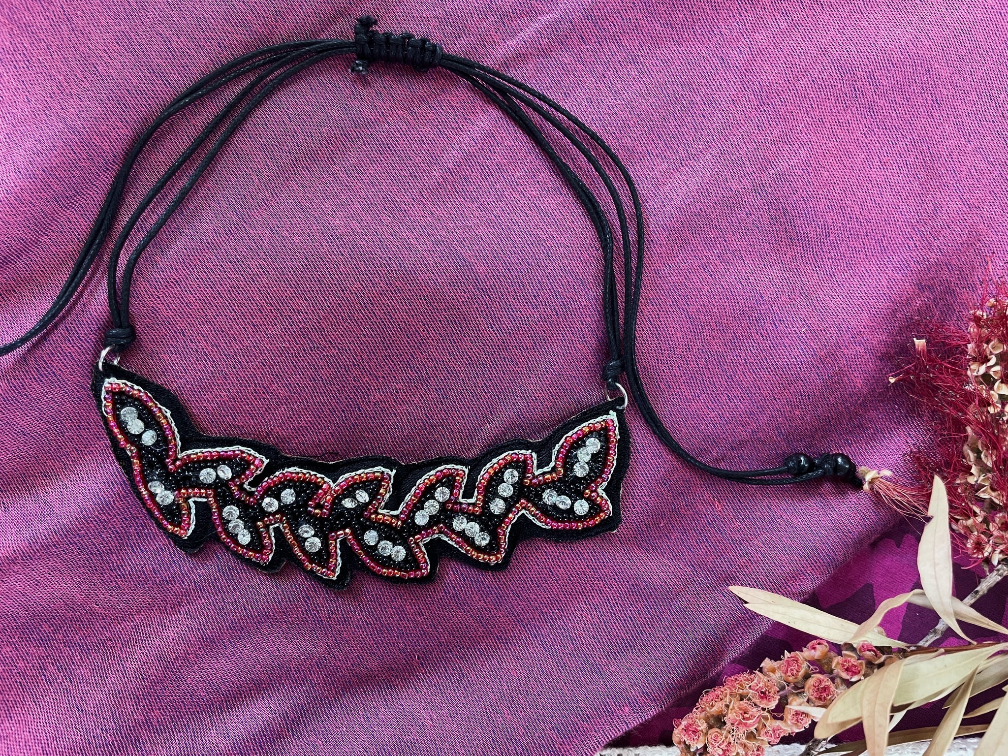 Fair Trade Ethical Beaded Falling Midnight Necklace and Earrings Jewellery