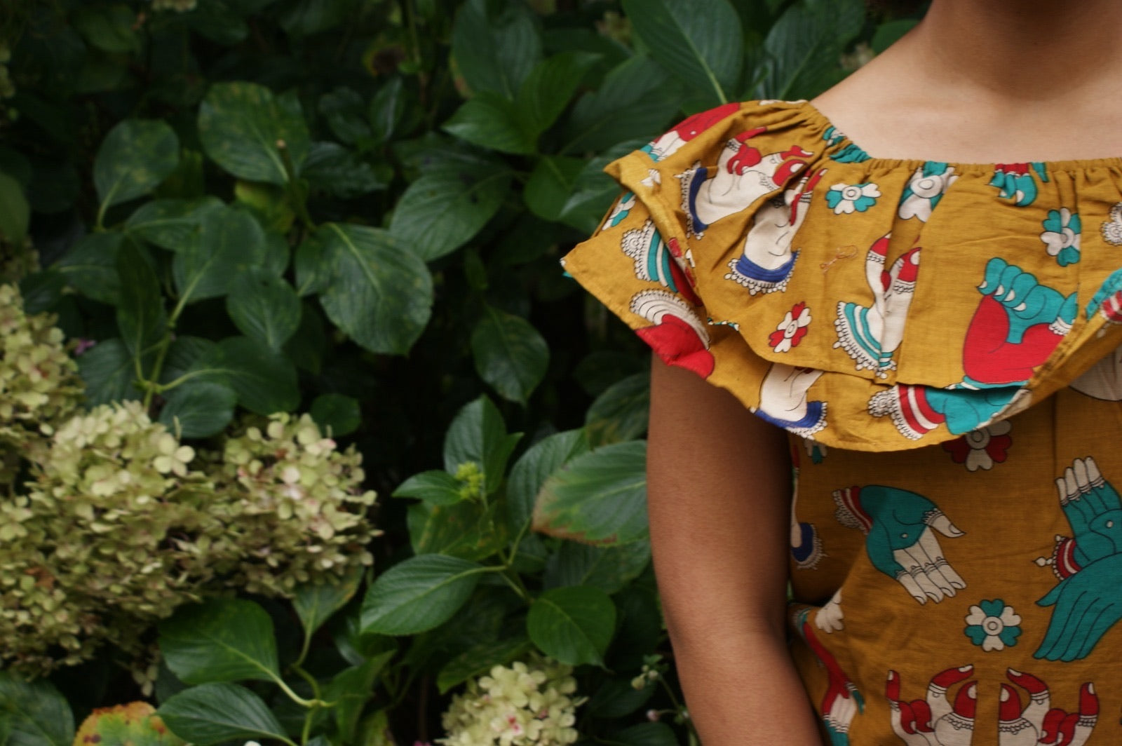 Fair Trade Cotton Off the Shoulder Top Hand Motif Design