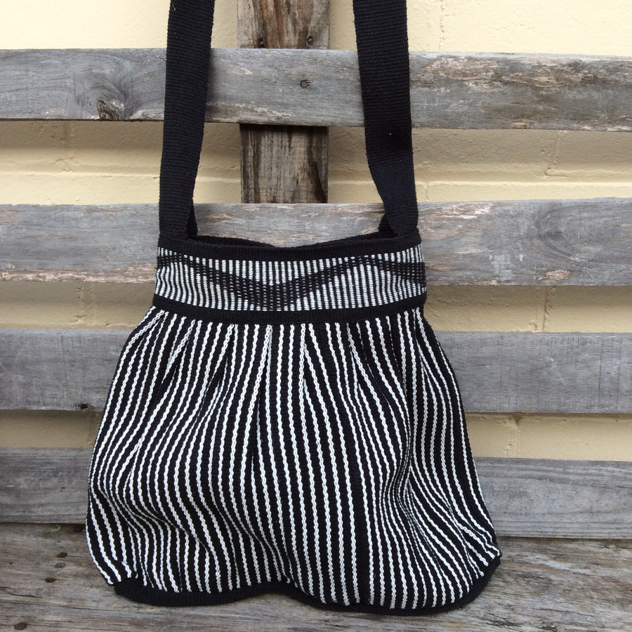 Fair Trade Long Handled Handbag - Black and White