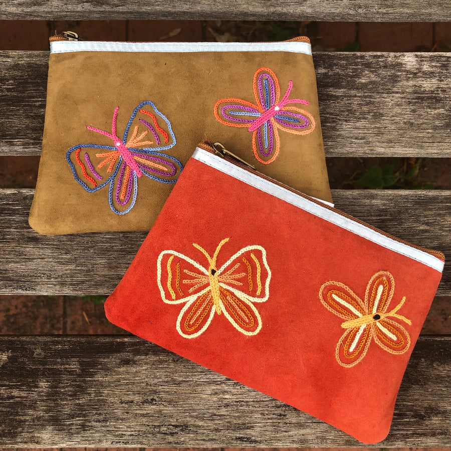 Fair Trade Ethical Bags Suede Butterfly Purse