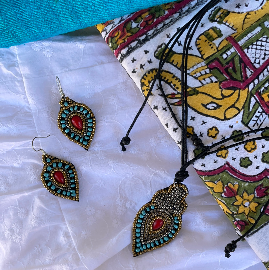 Fair Trade Boho Leaf Jewellery Set