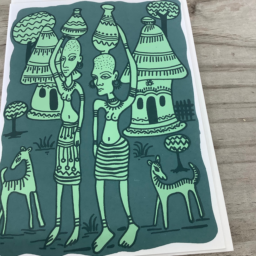 Fair Trade Village Huts Greeting Card
