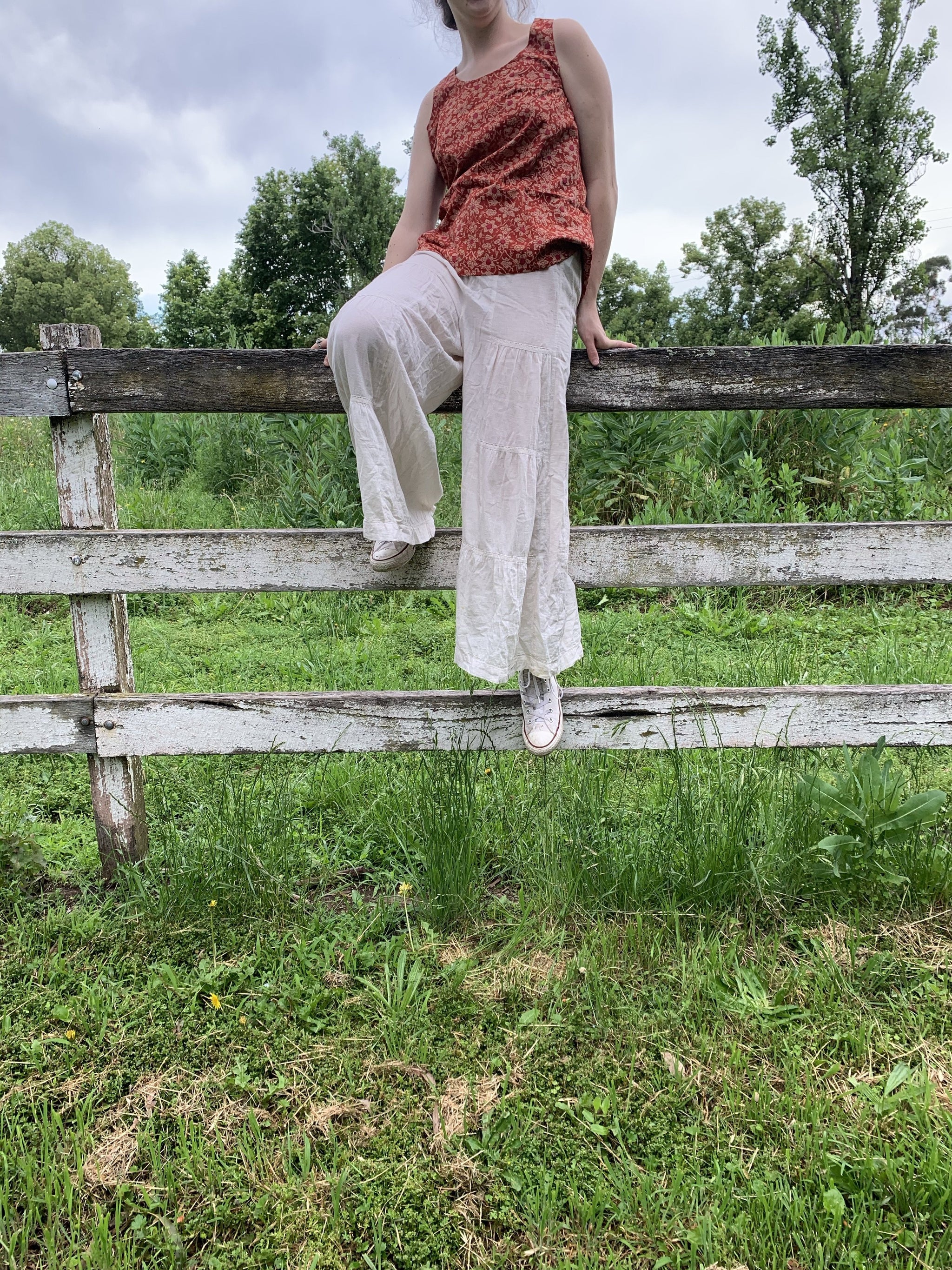Fair Trade Ethical Cotton Reversible Sleeveless Top Red Flower