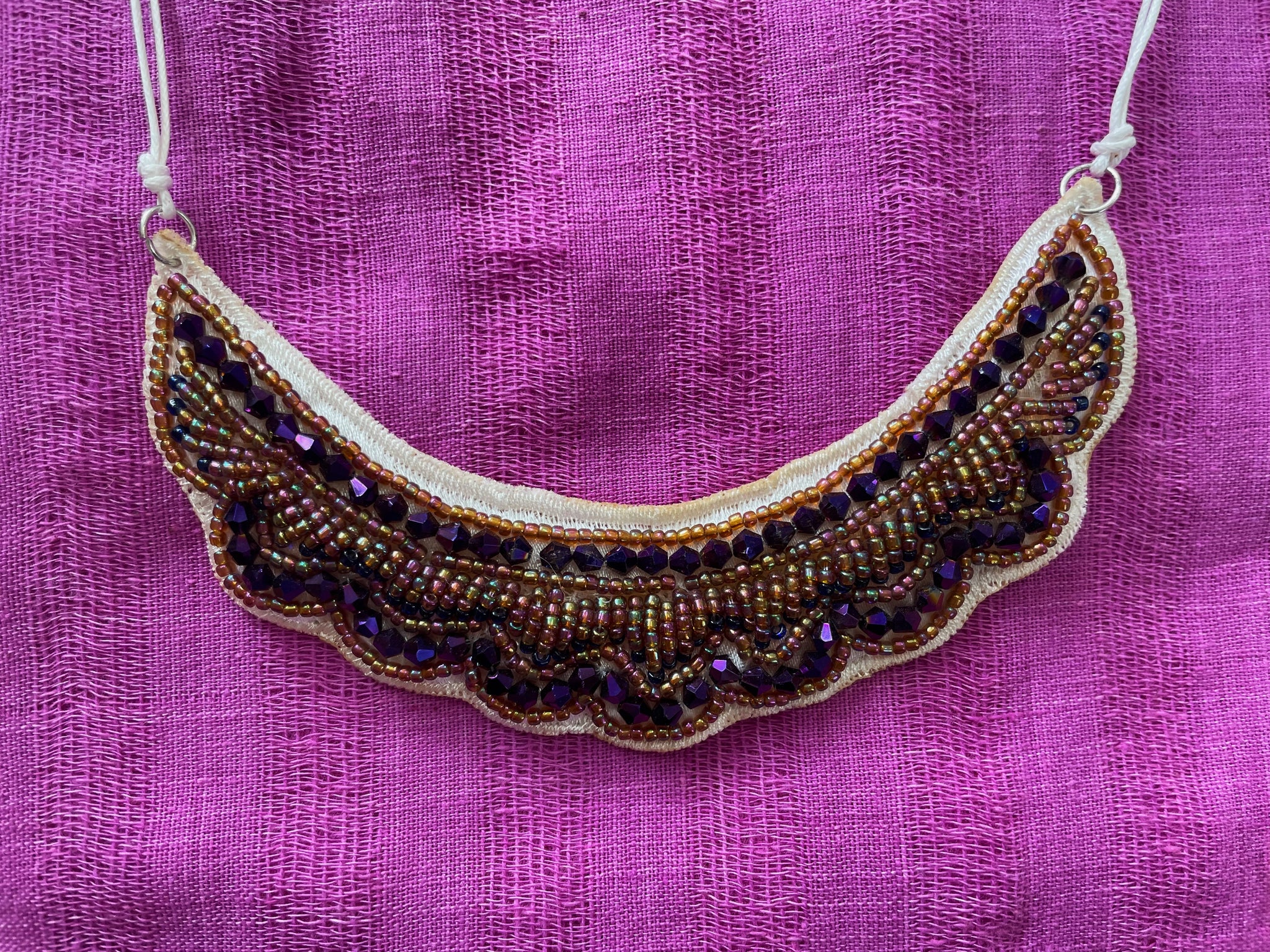 Fair Trade Royal Purple Beaded Necklace Earrings Jewellery Set