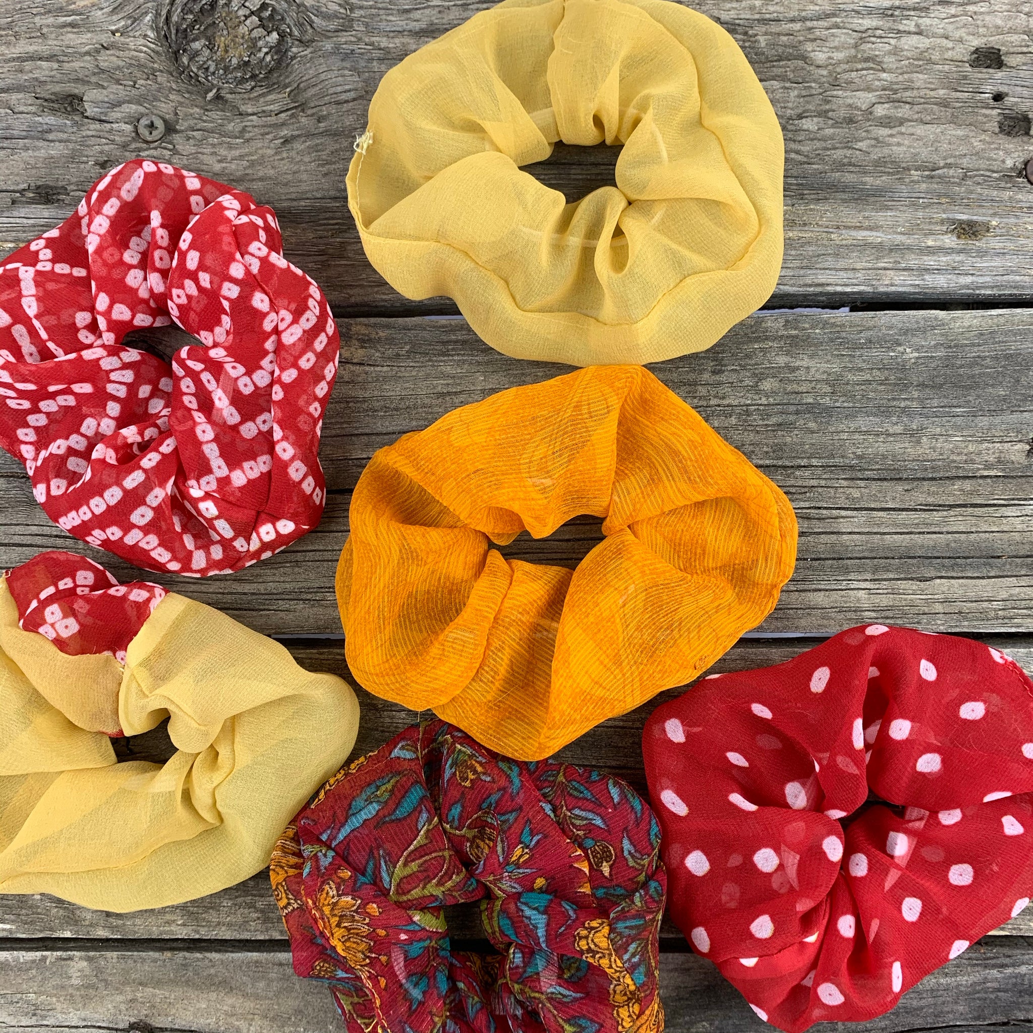 Fair Trade Ethical Upcycled Fabric Scrunchies Sheer