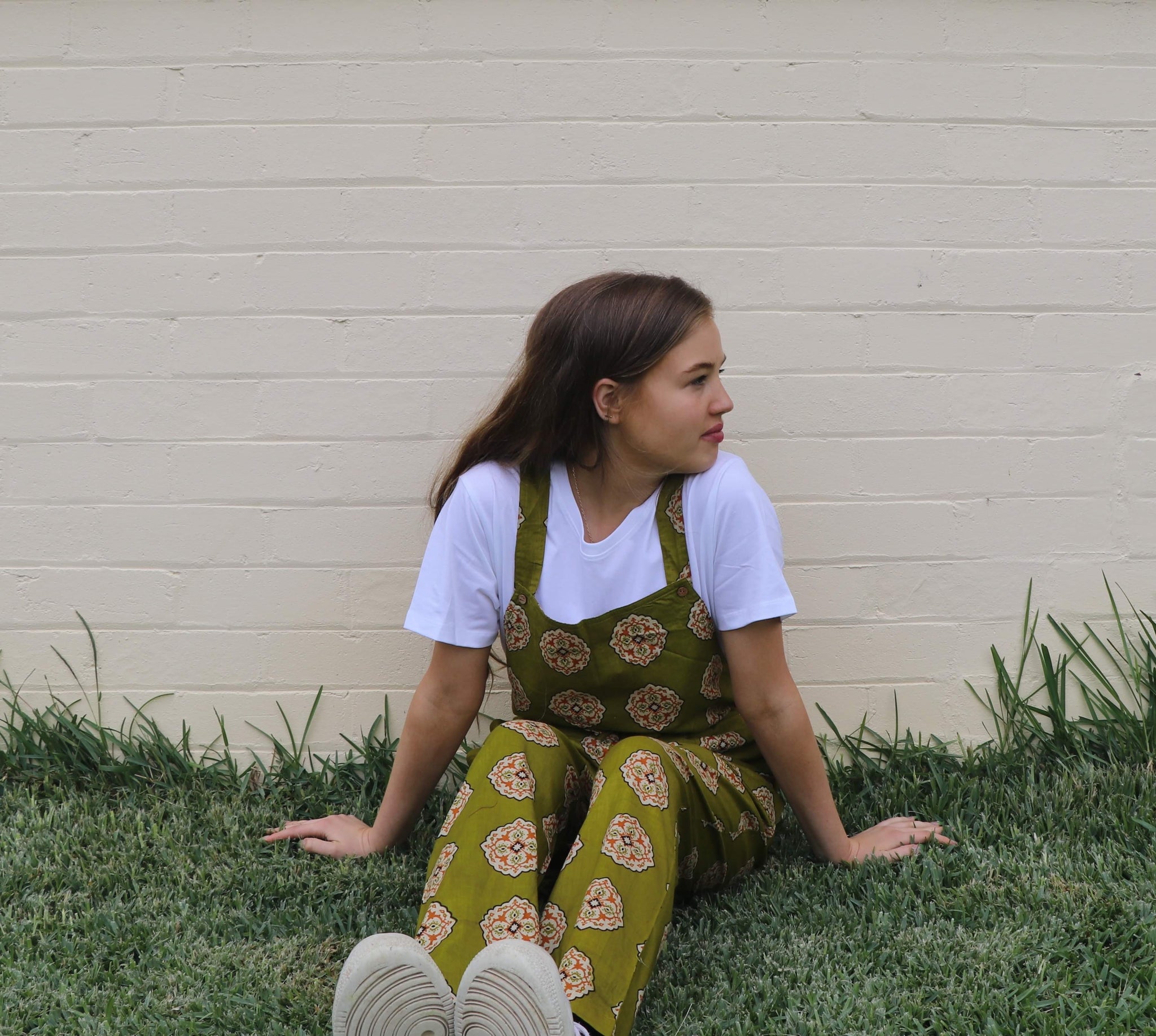 Fair Trade Cotton Strappy Jumpsuits Green Mandala