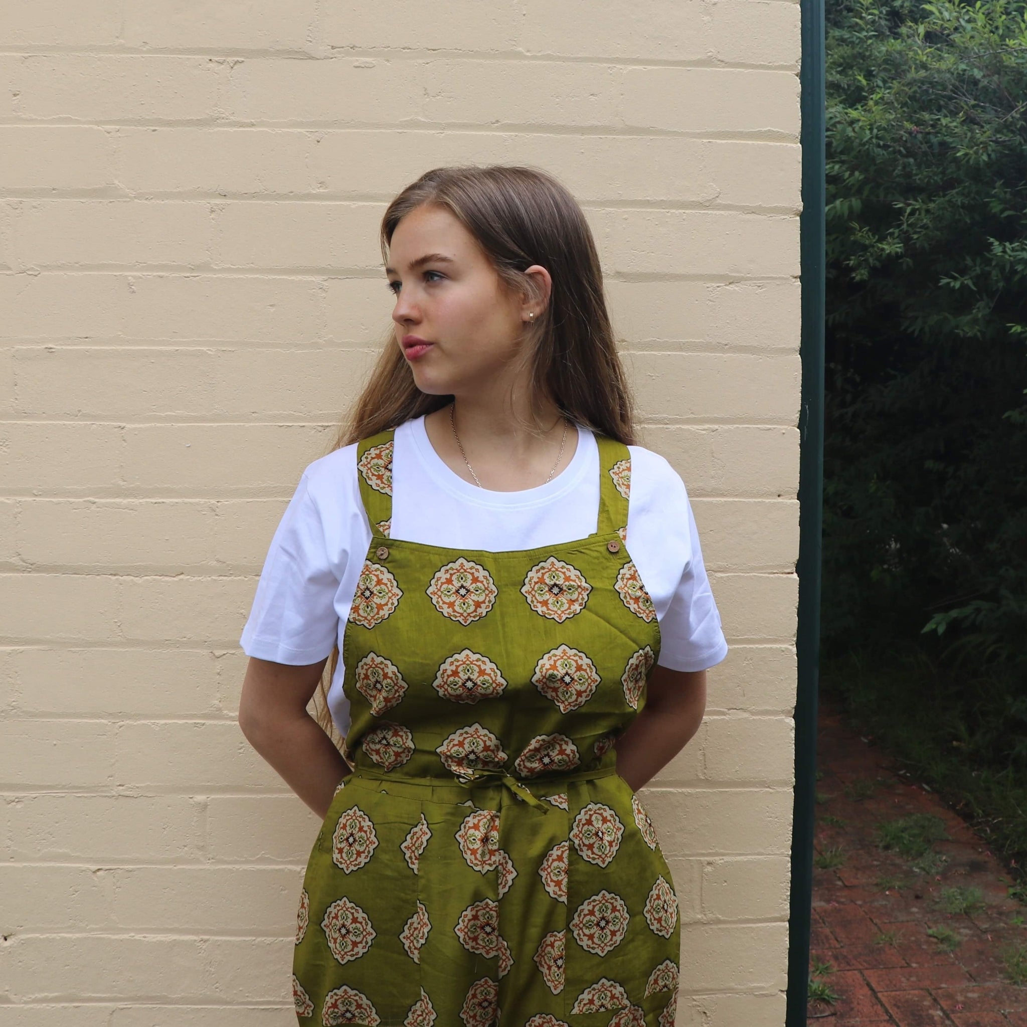 Fair Trade Cotton Strappy Jumpsuits Green Mandala