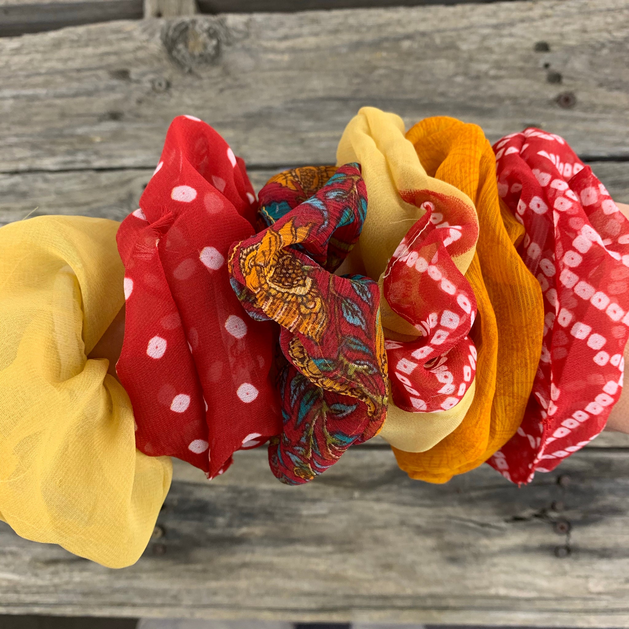 Fair Trade Ethical Upcycled Fabric Scrunchies Sheer