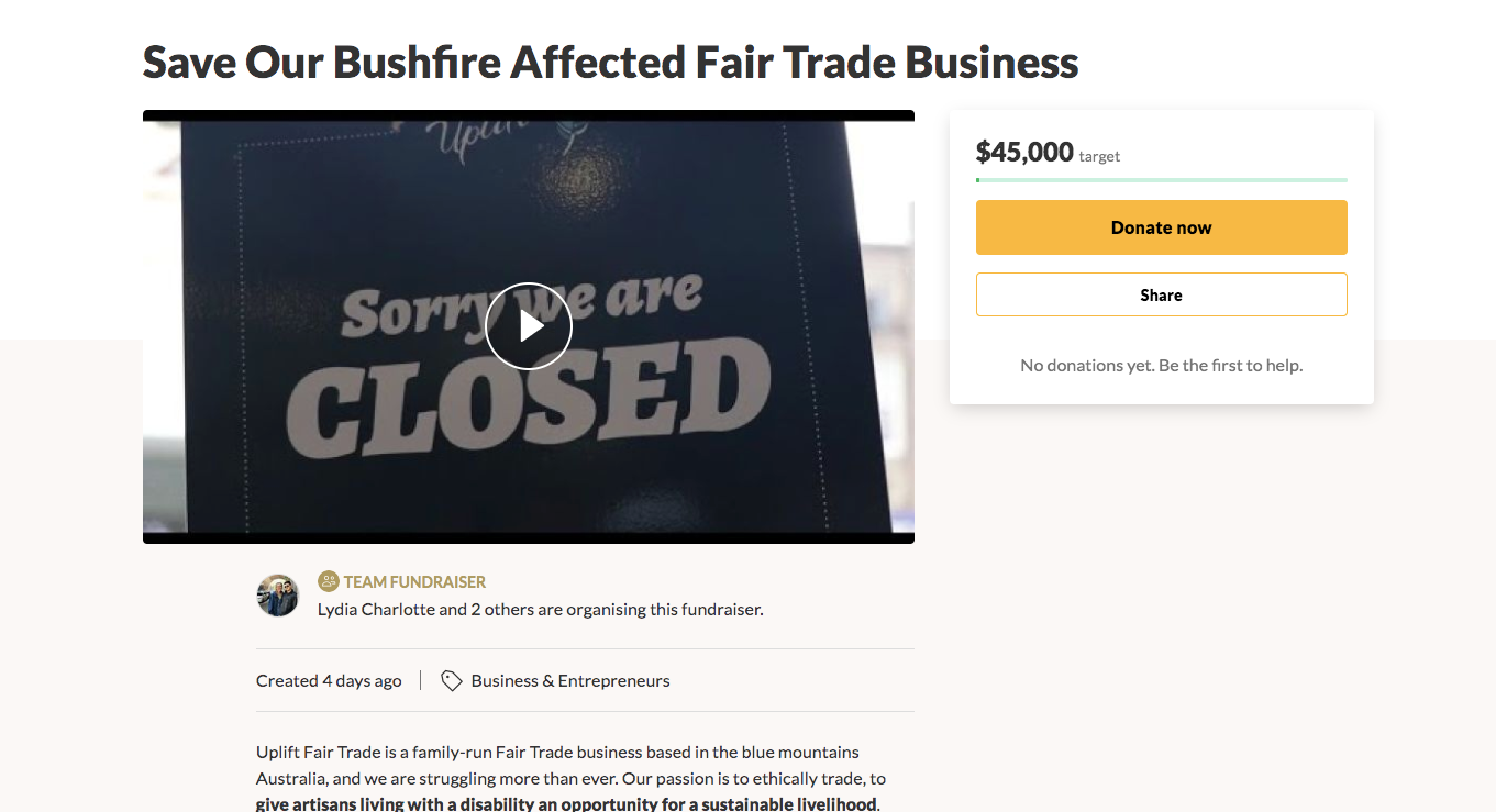 Save Our Bushfire Affected Fair Trade Business