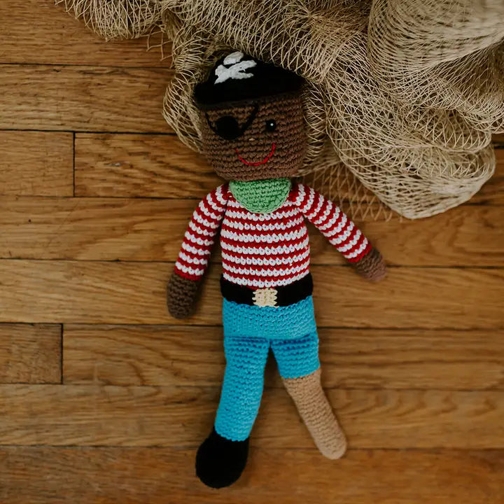 Peg Leg Pirate - Handmade Brown-Skinned Adventure Toy- Pebble