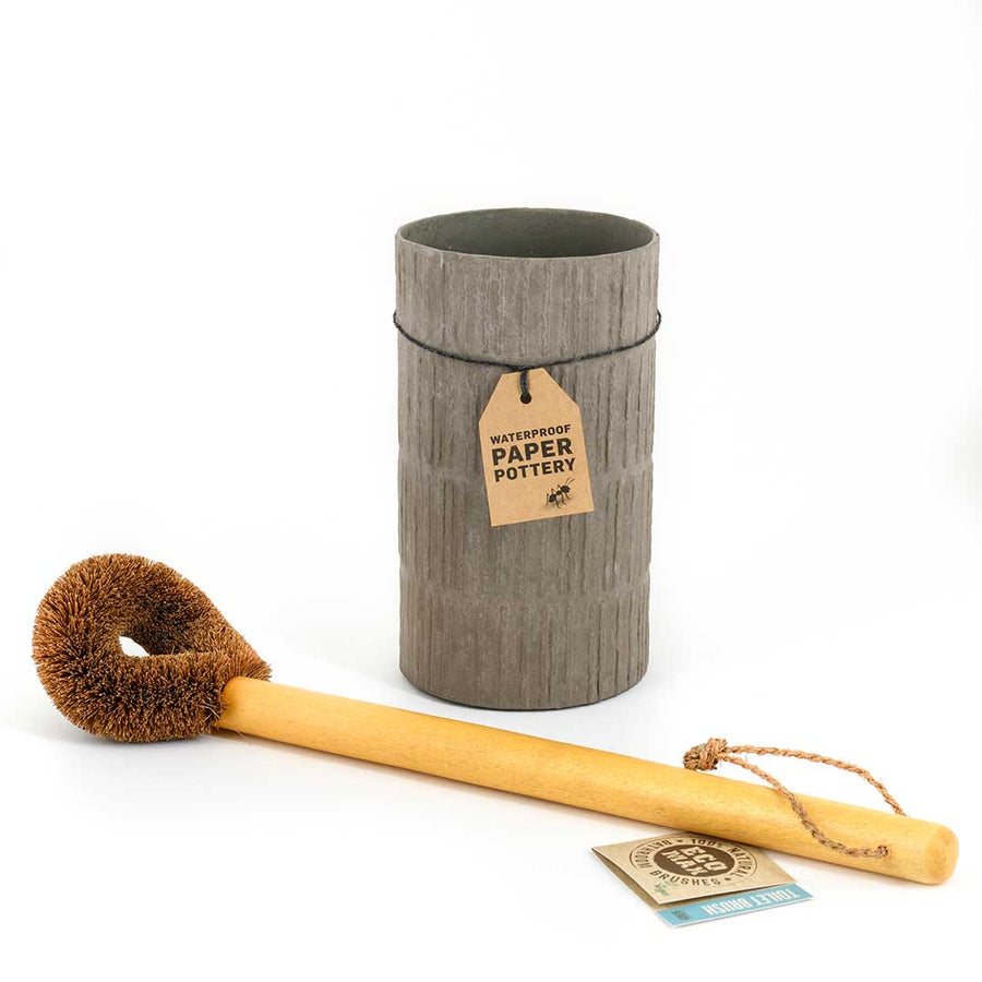 ECO MAX Toilet Brush Holder Paper Pottery - Concrete