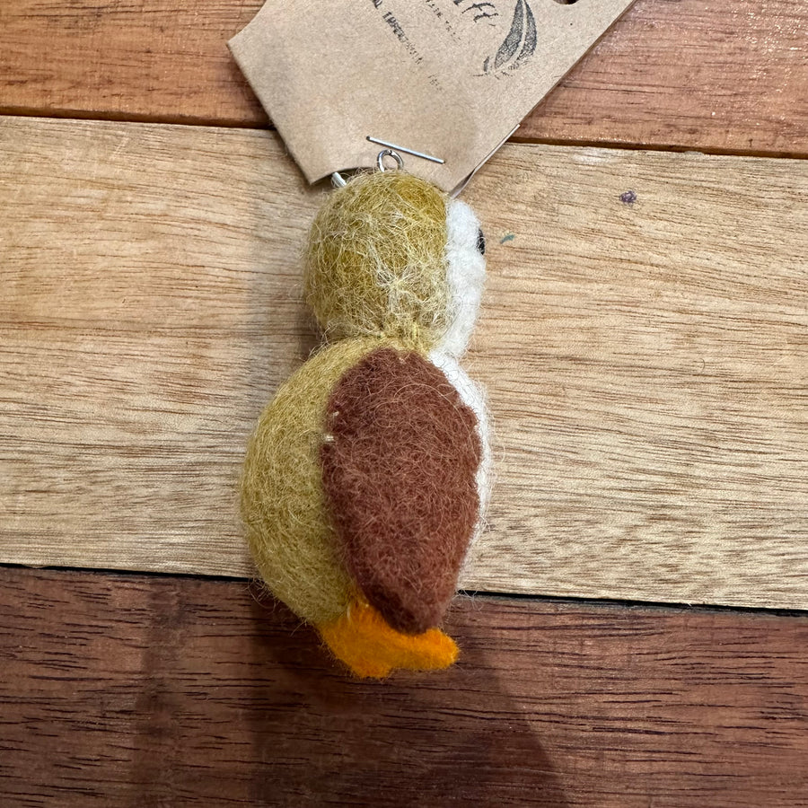 Brown Bird Felt Key Ring