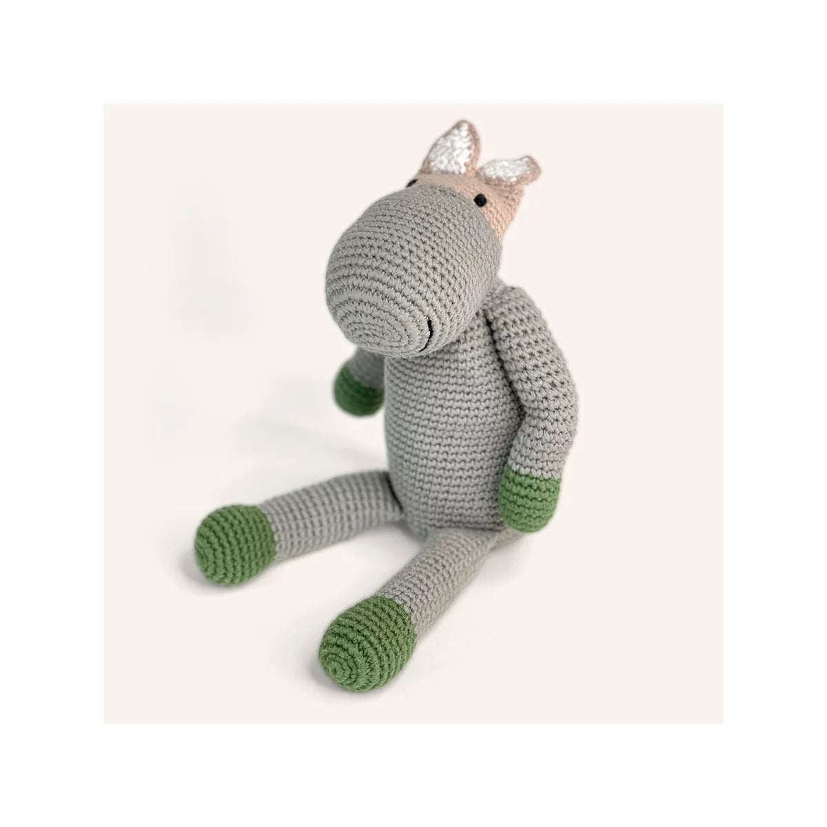 Hippo Rattle Light Grey - Fair Trade Toy