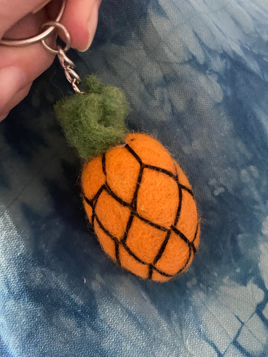 Pineapple Felt Key Ring